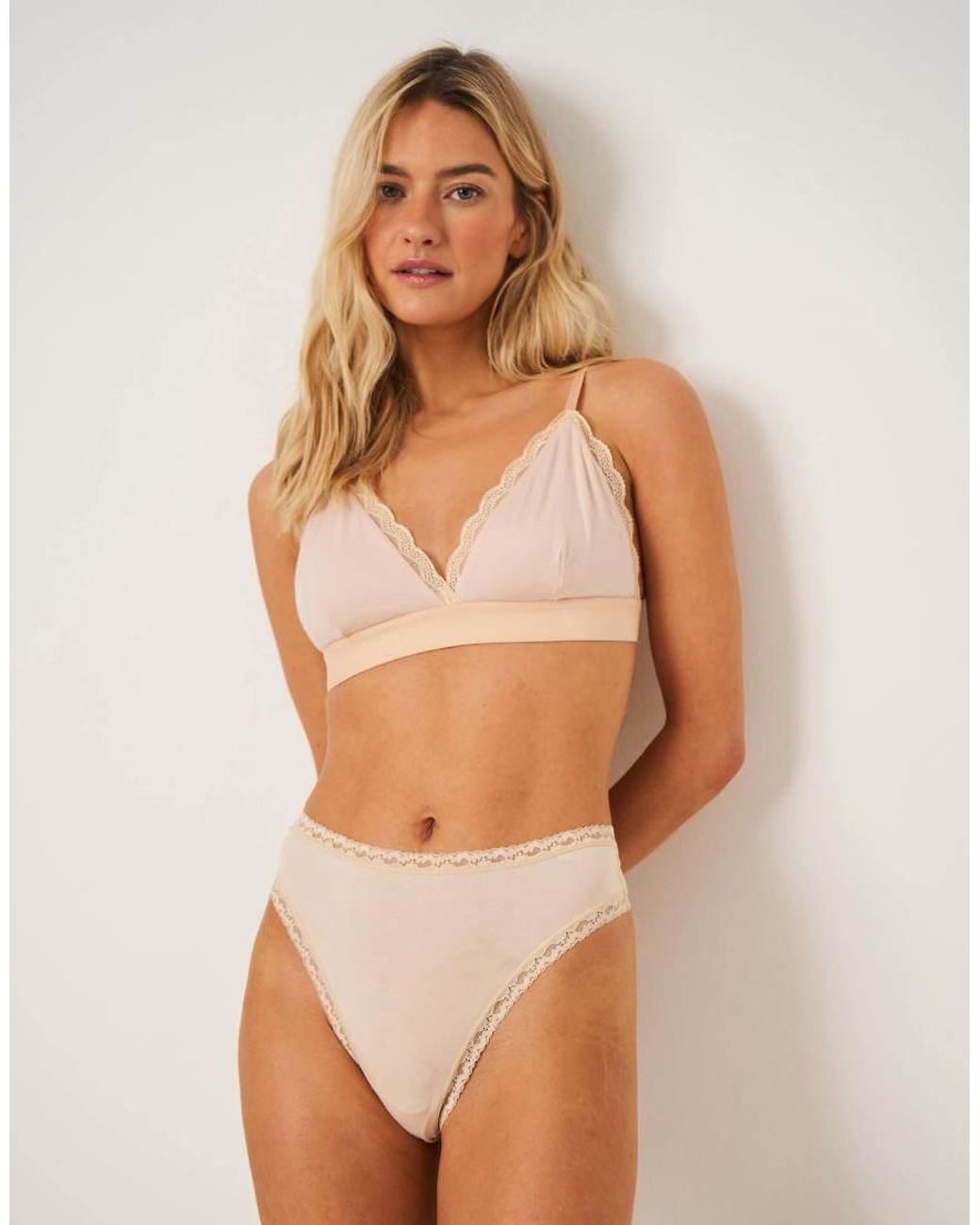 Stripe & Stare Natural High Waisted Thong Four Pack