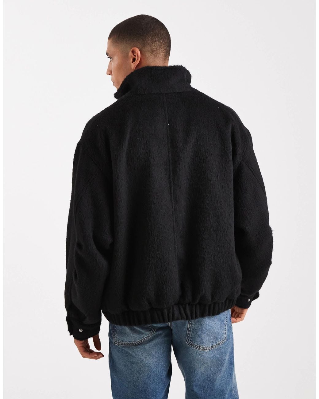 ASOS Black Wool Look Bomber for men