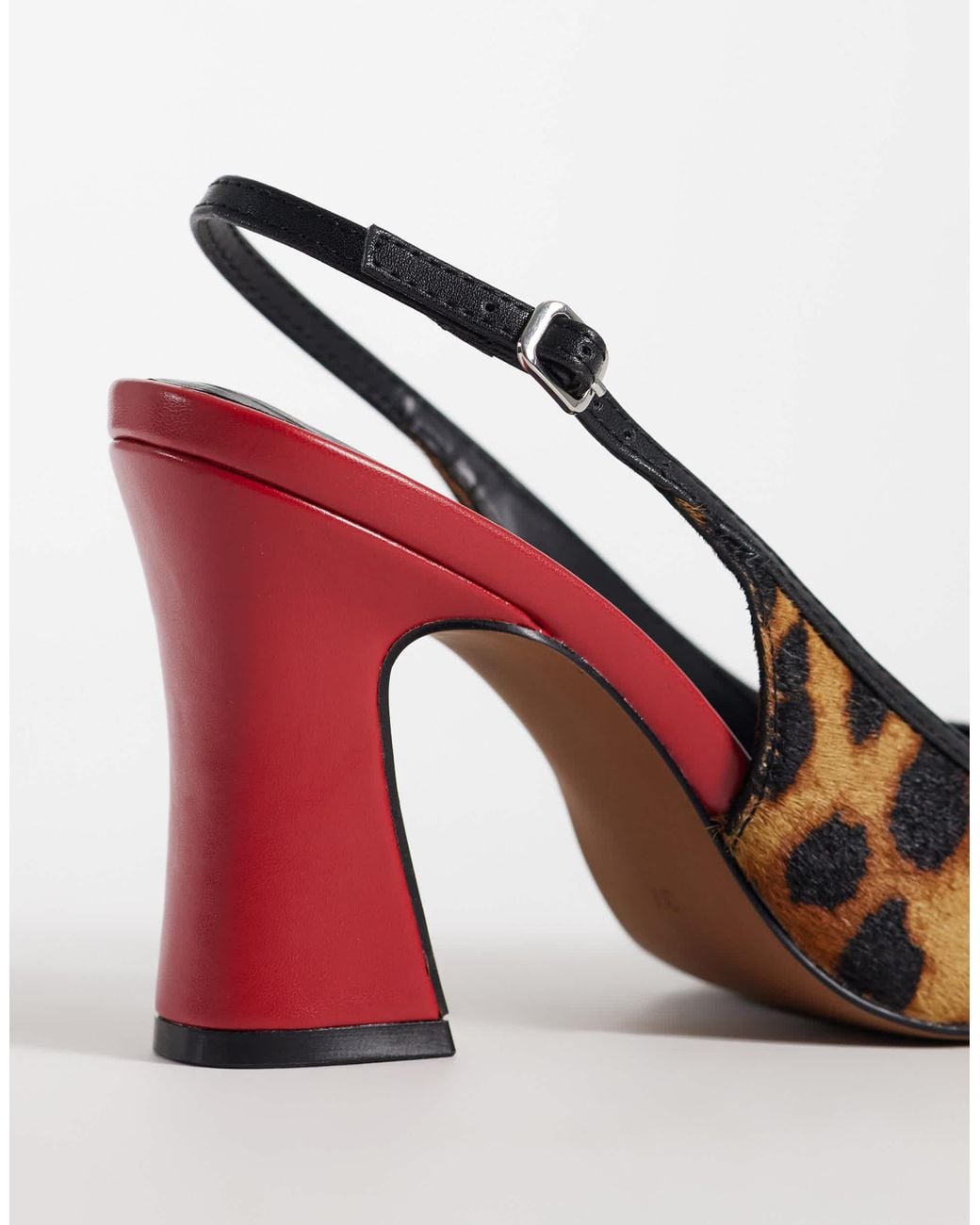 ASOS Pristine Premium Hair On Real Leather Slingback Block Heels in ...