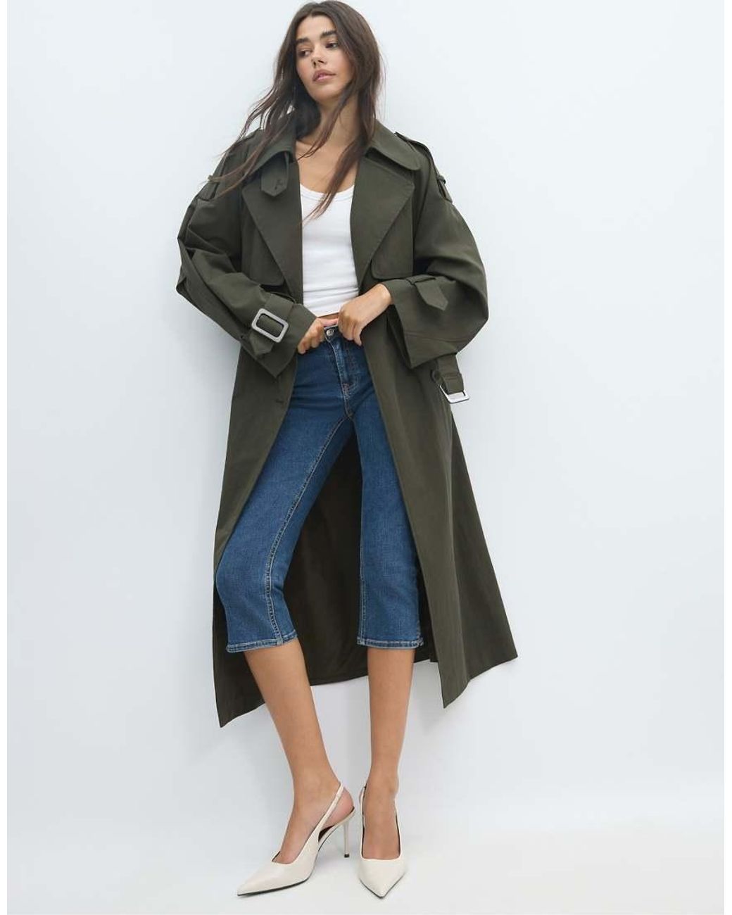 Stradivarius Blue Oversize Trench Coat