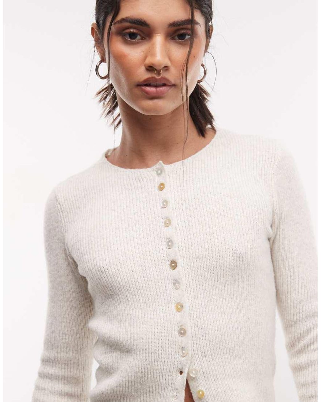 Monki White Knitted Compact Cardigan