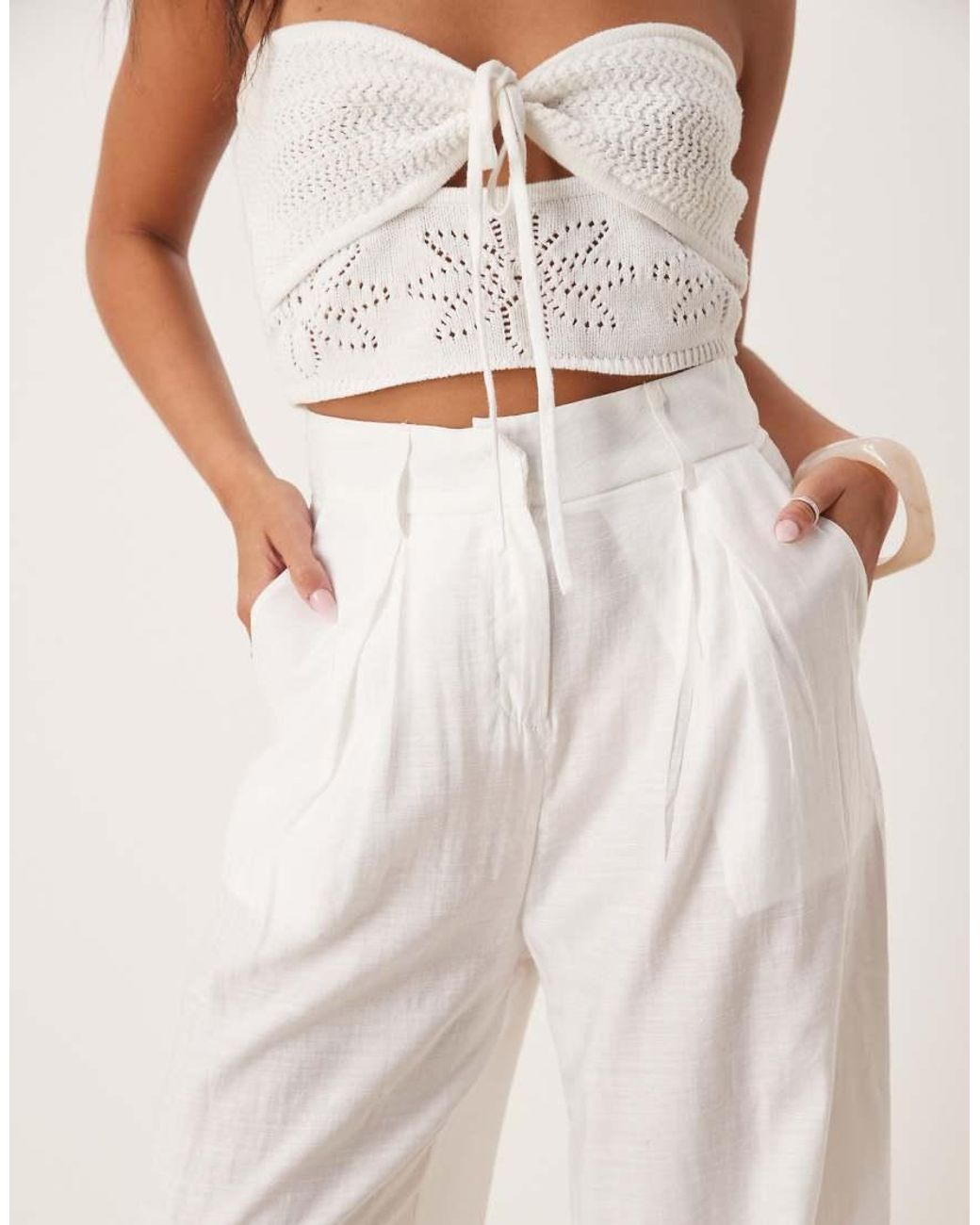 NARRATED Natural Wide Leg Trousers