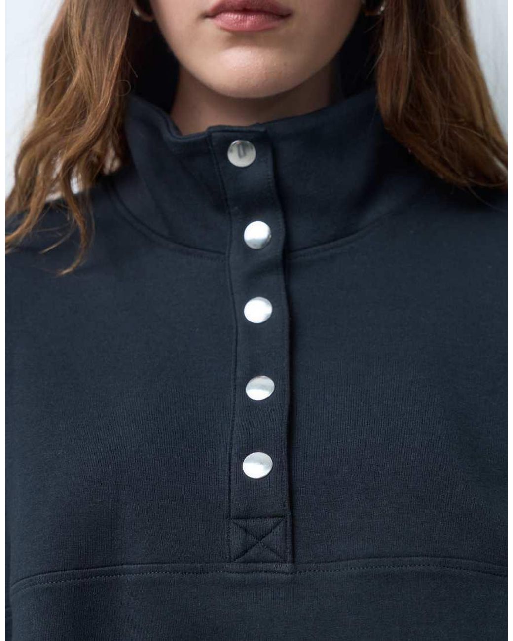 ASOS Blue Henley Interlock Sweat