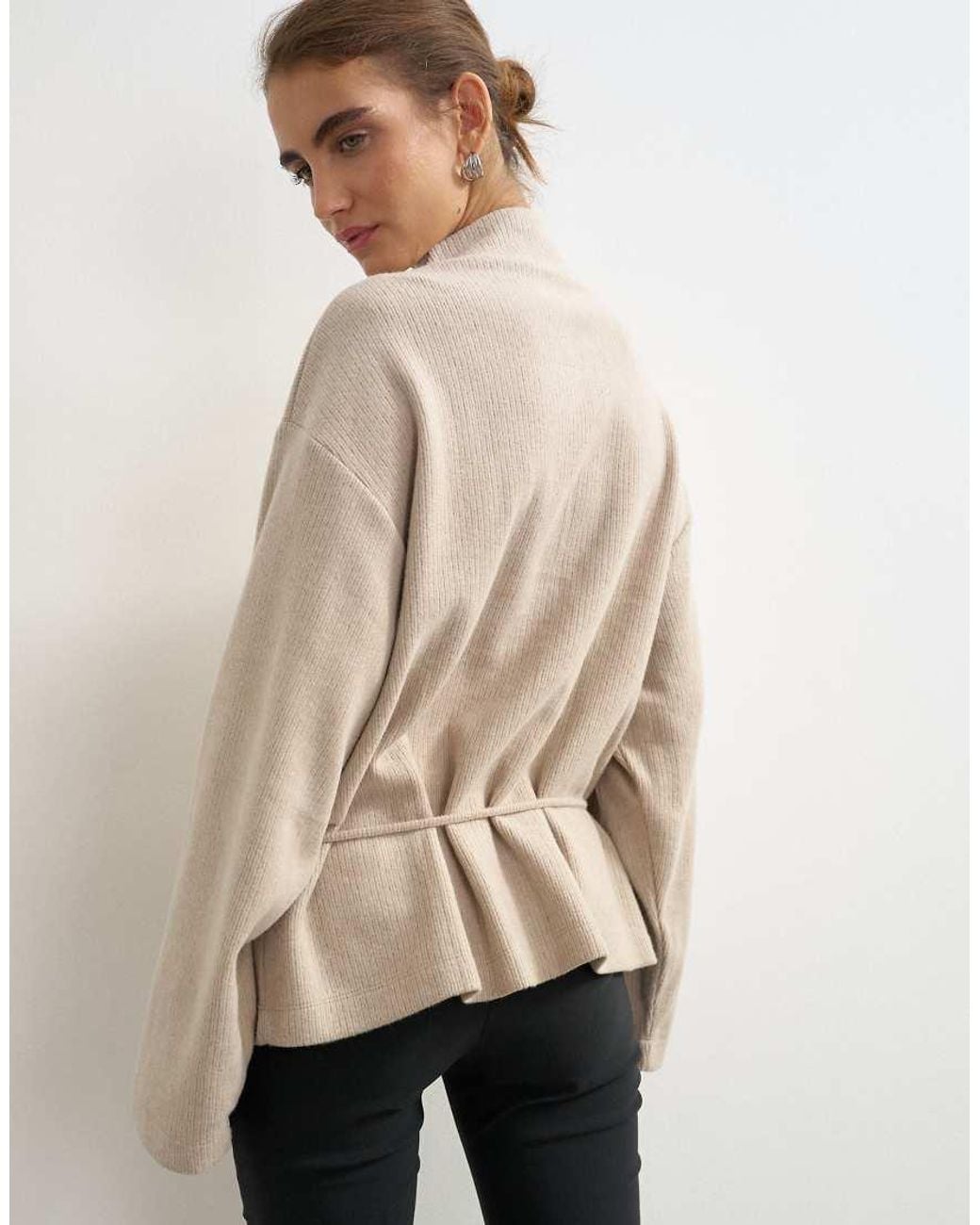 TOPSHOP Natural Supersoft Button Down Tie Detail Jacket
