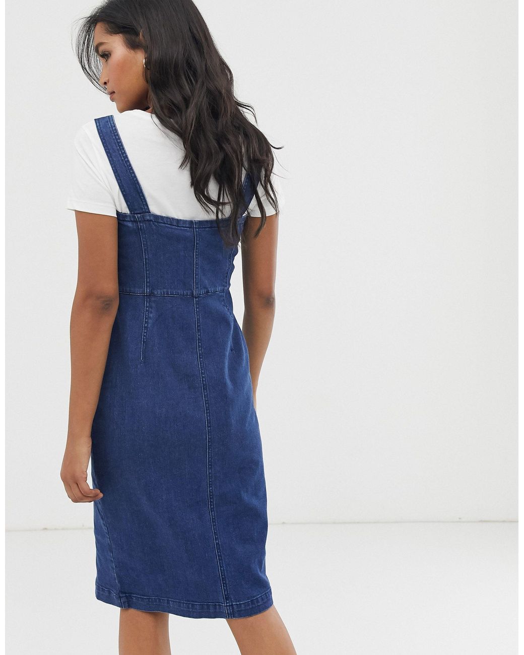 Vero Moda Button Through Denim Dress in Blue | Lyst