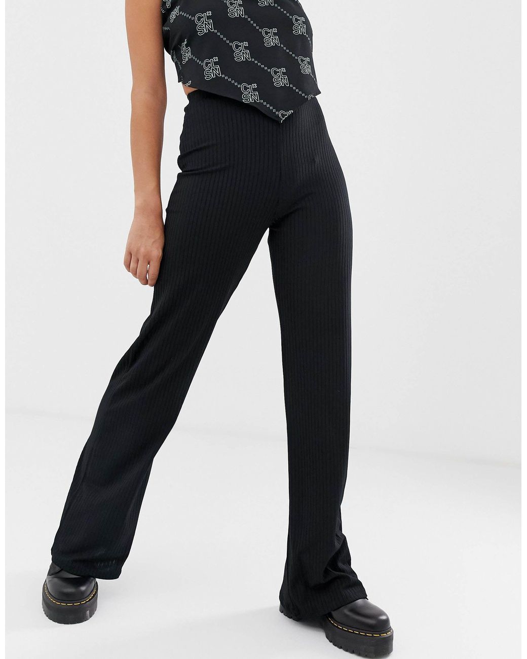 rib flare pants
