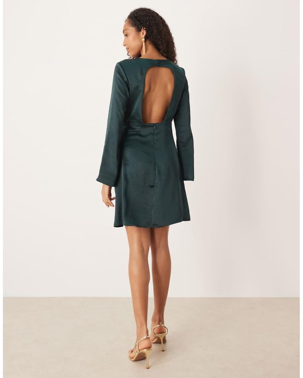 Y.A.S Blue Open Back Satin Mini Dress