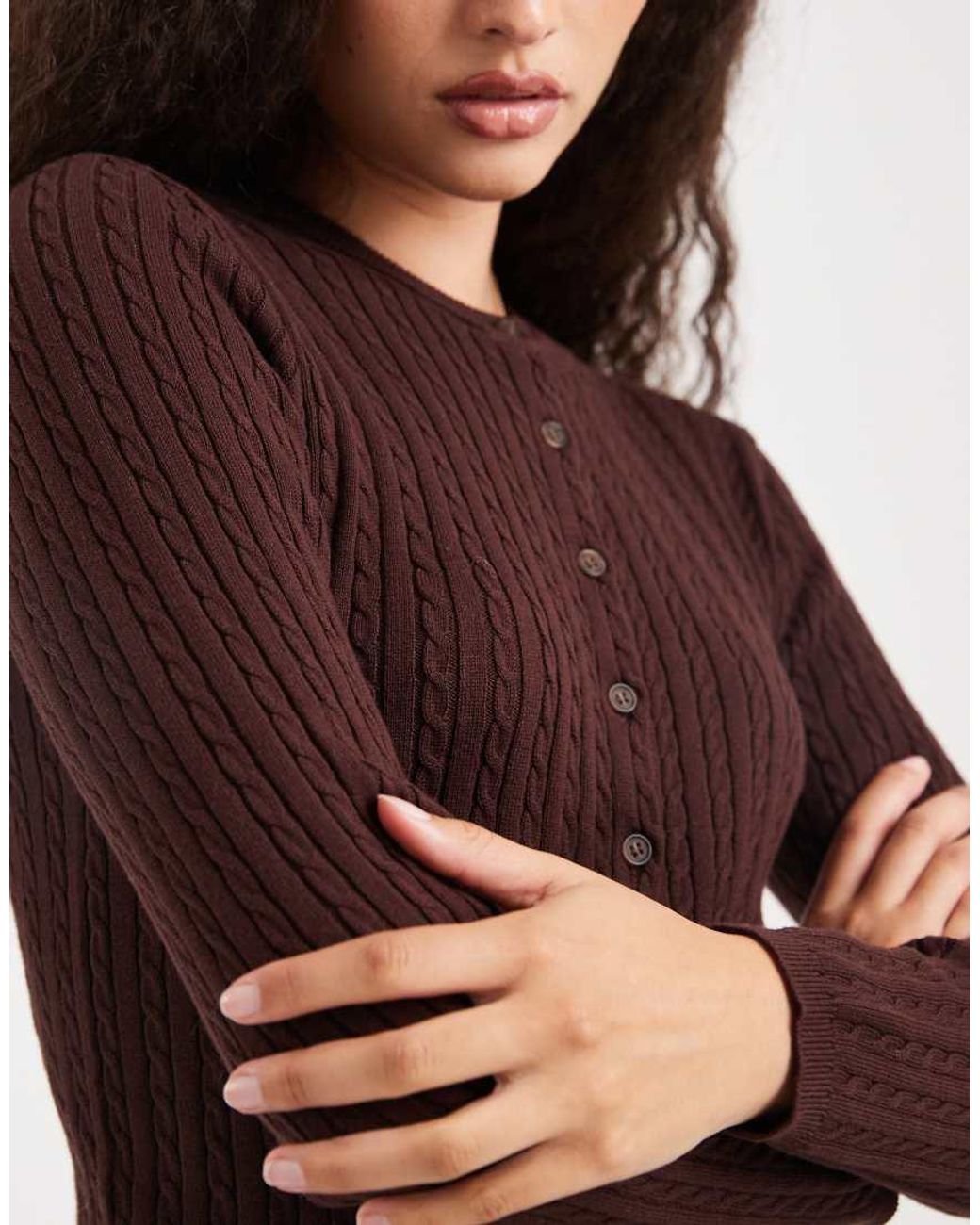 Cotton On Brown Cotton Crew Neck Cardigan