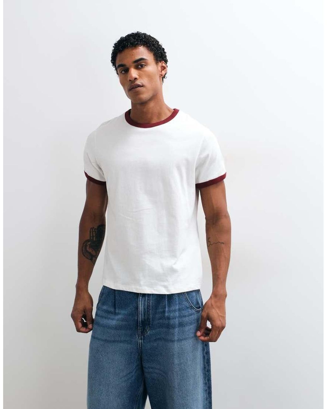 Weekday White Ringer T-shirt for men