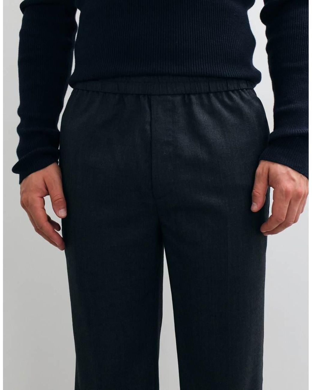 ARKET Blue Wool Blend Pull On Straight Leg Trousers for men