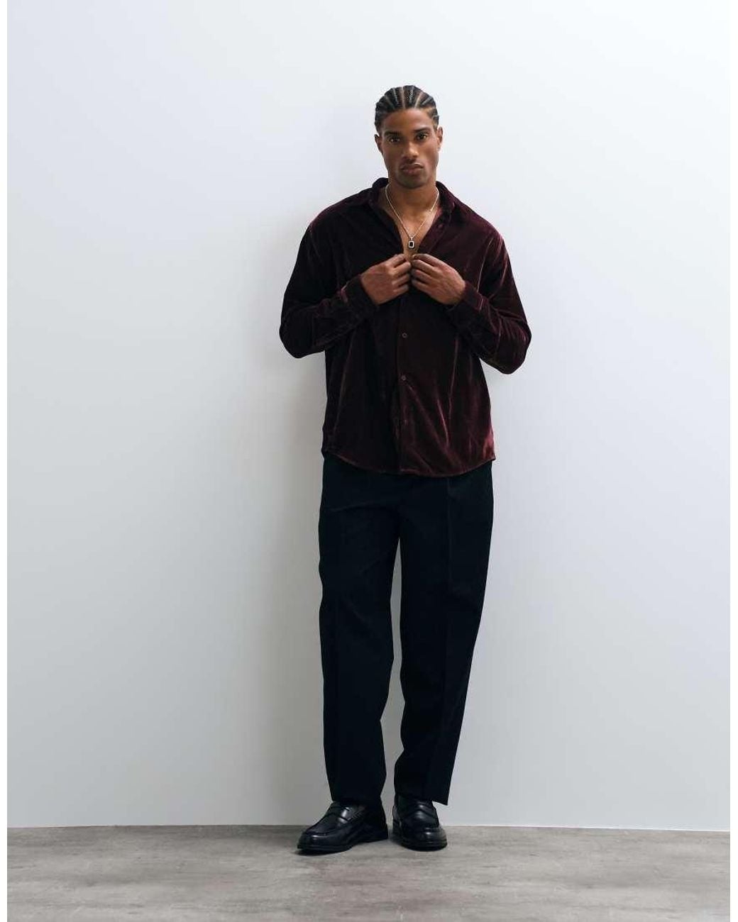 ASOS Blue Relaxed Velvet Shirt for men