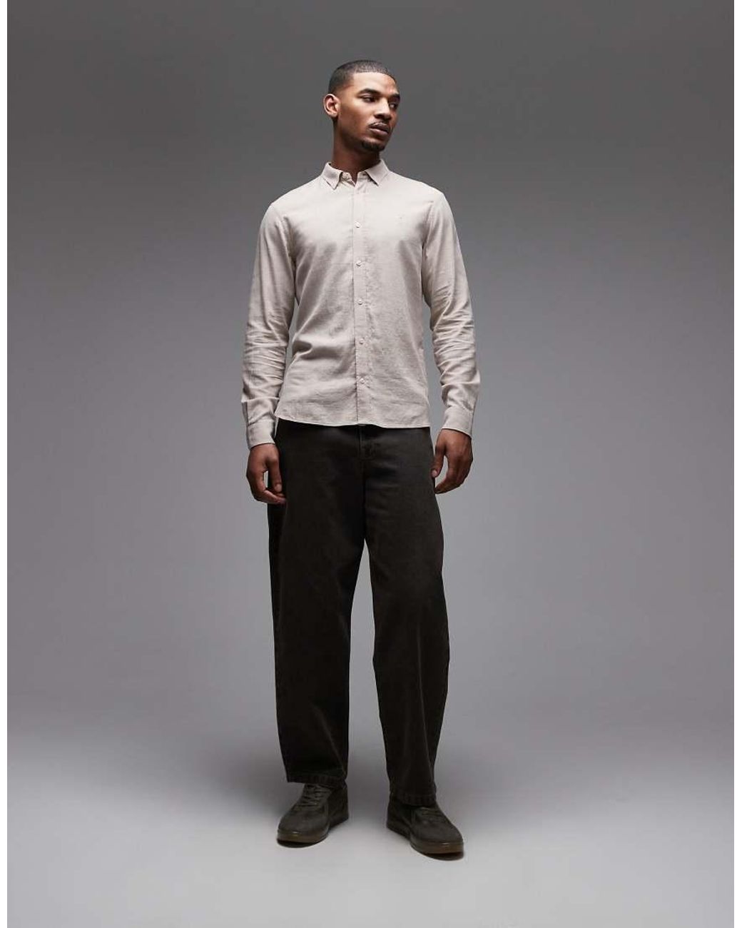 AllSaints Gray Ashi Long Sleeve Shirt for men