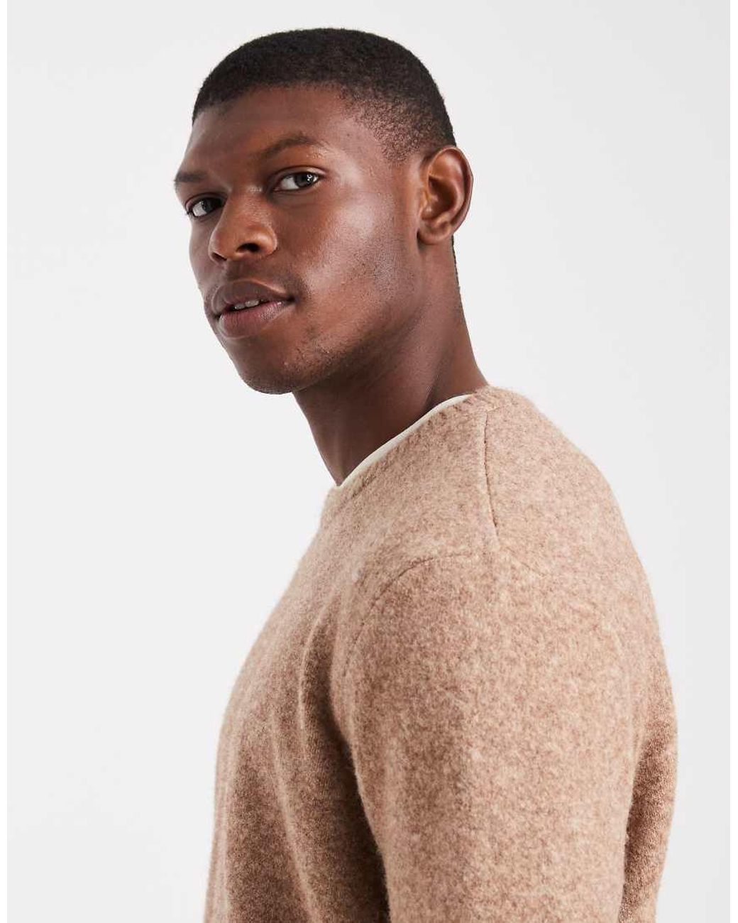 ASOS Brown Relaxed Knitted Crew Neck Jumper for men