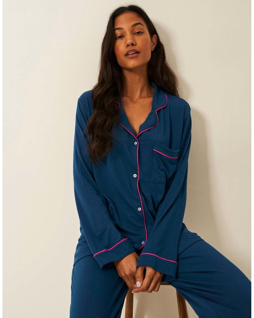 Stripe & Stare Blue Long Pyjama Set