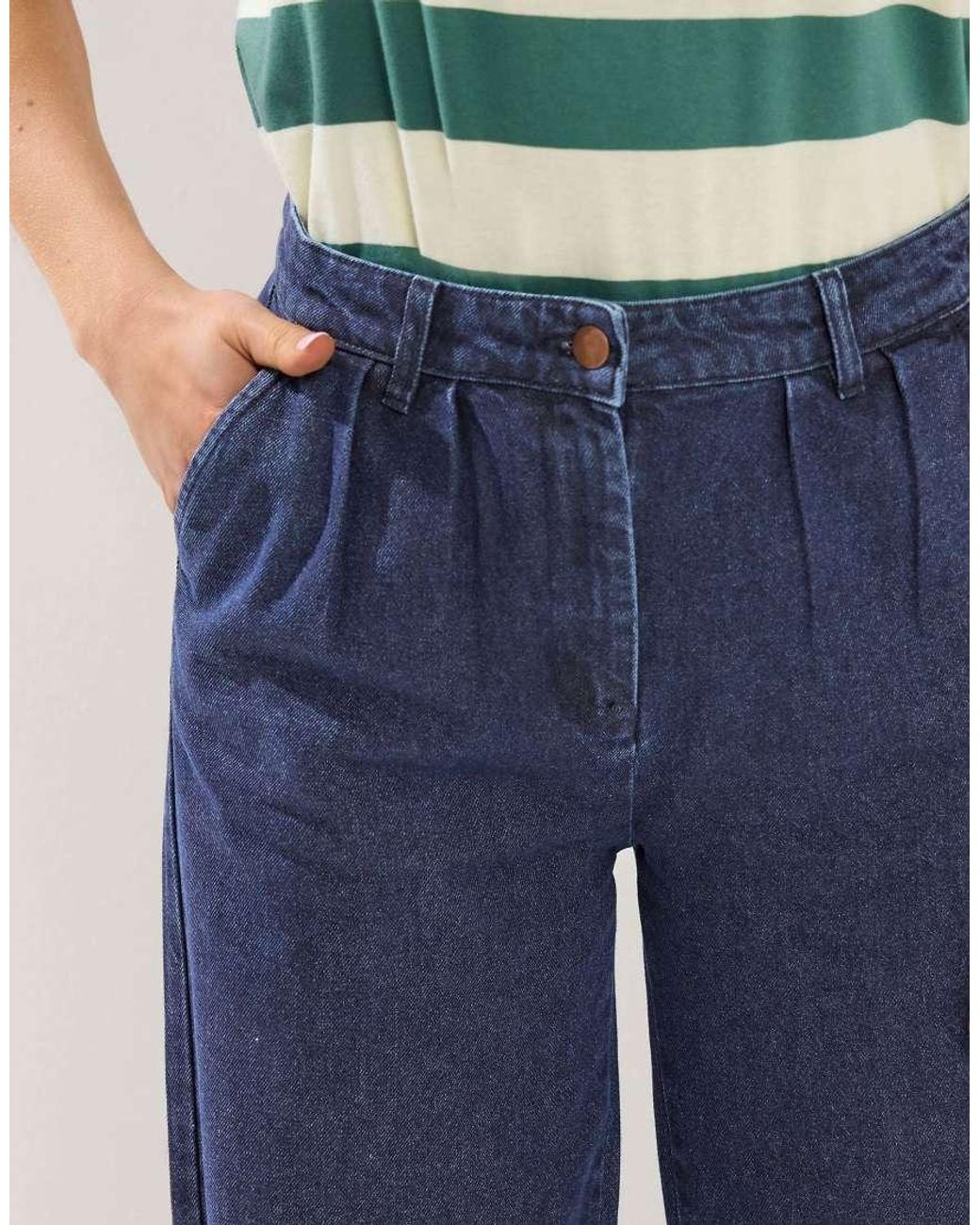 Long Tall Sally Blue Pleated Wide Leg Jeans