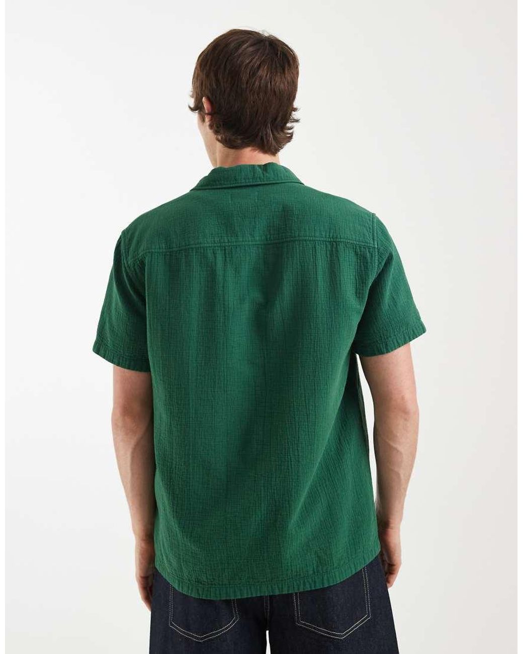 DOUBLE A by WOOD WOOD Green 100% Cotton Adrian Pocket Shirt for men