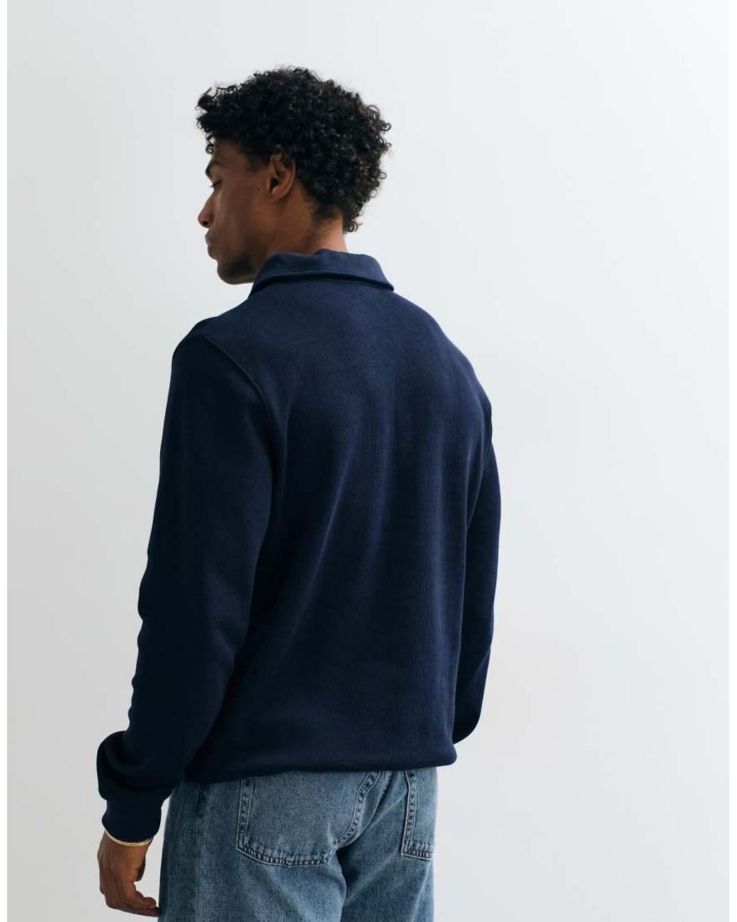 Lacoste Blue Collared Rib Polo for men