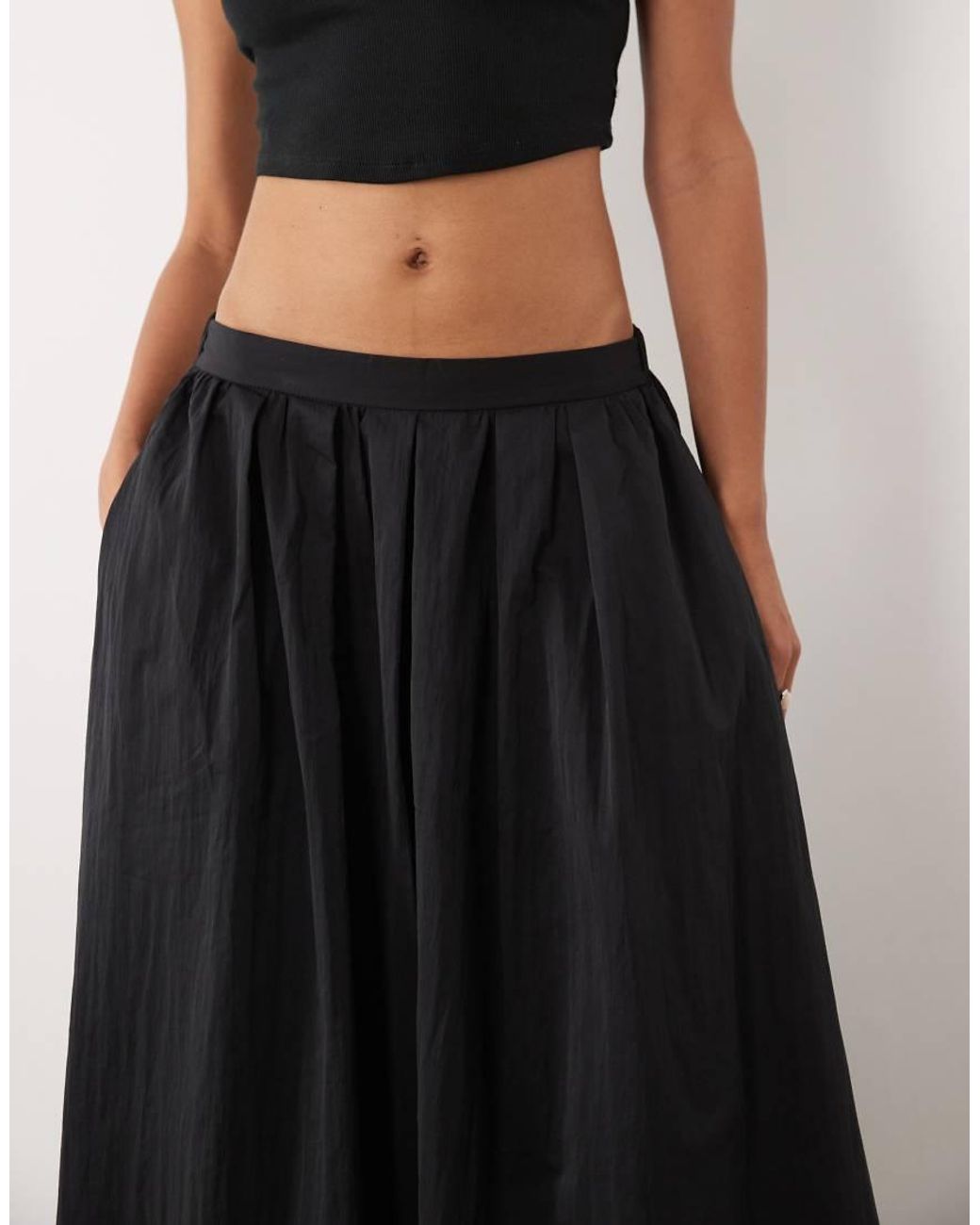 ASOS Black Volume Midi Skirt