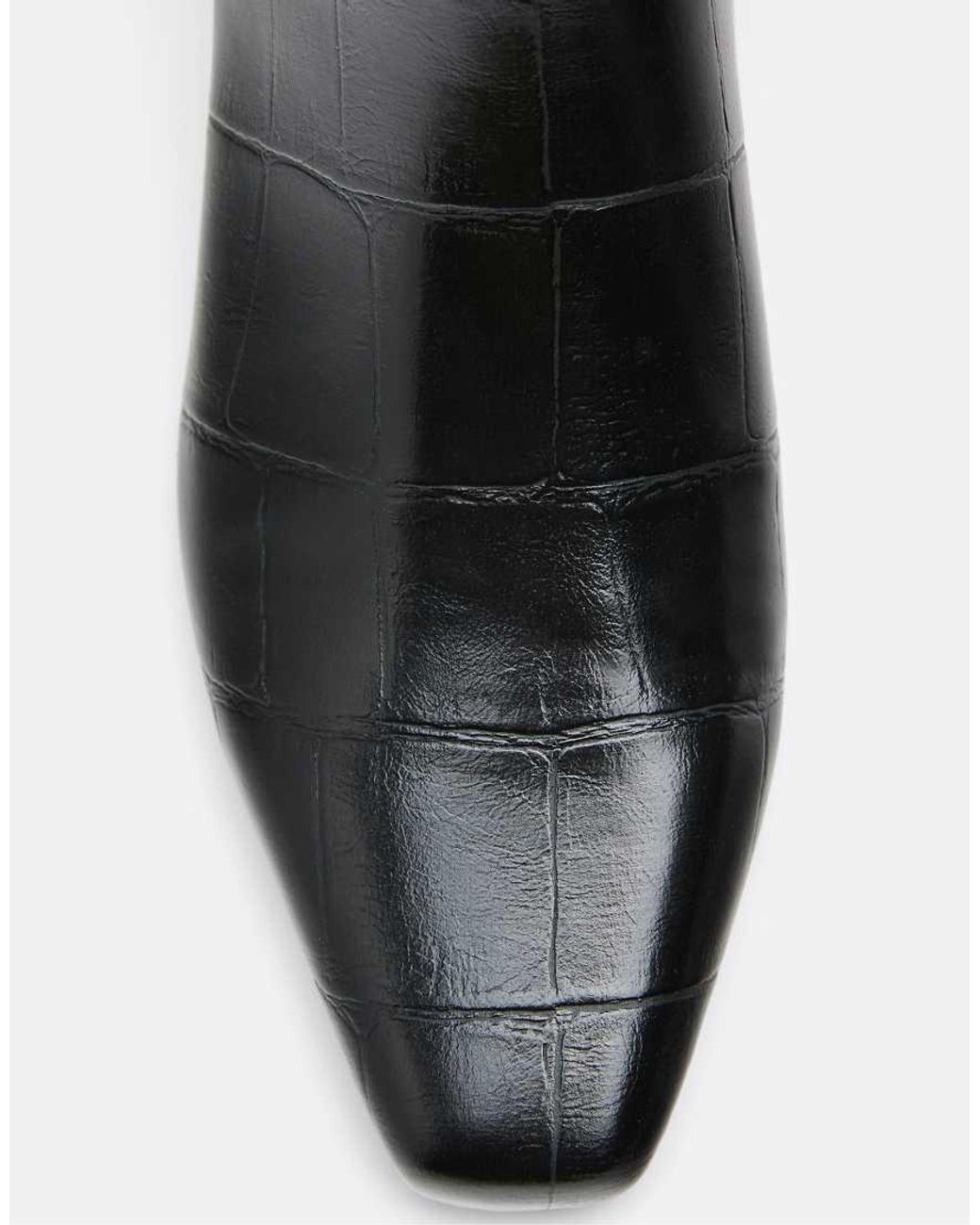 Stradivarius Black Croc-effect Heeled Ankle Boots