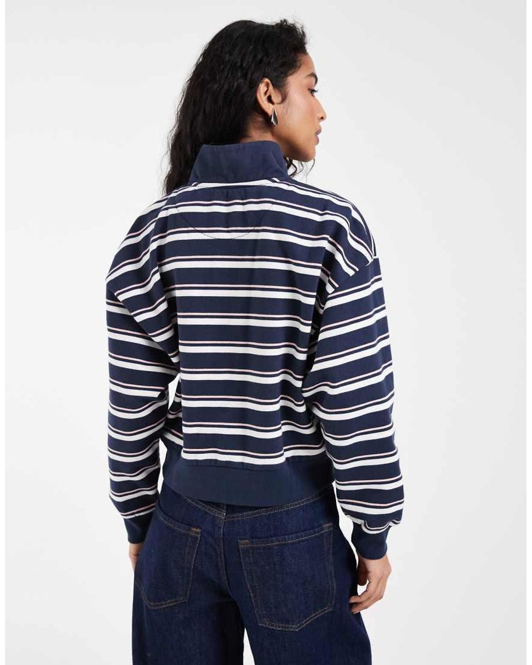 Levi's Blue Everyday Quarter Zip Striped Sweatshirt