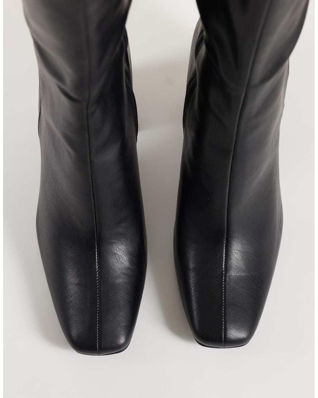 Public Desire Black Apology Block Heel Knee Boots