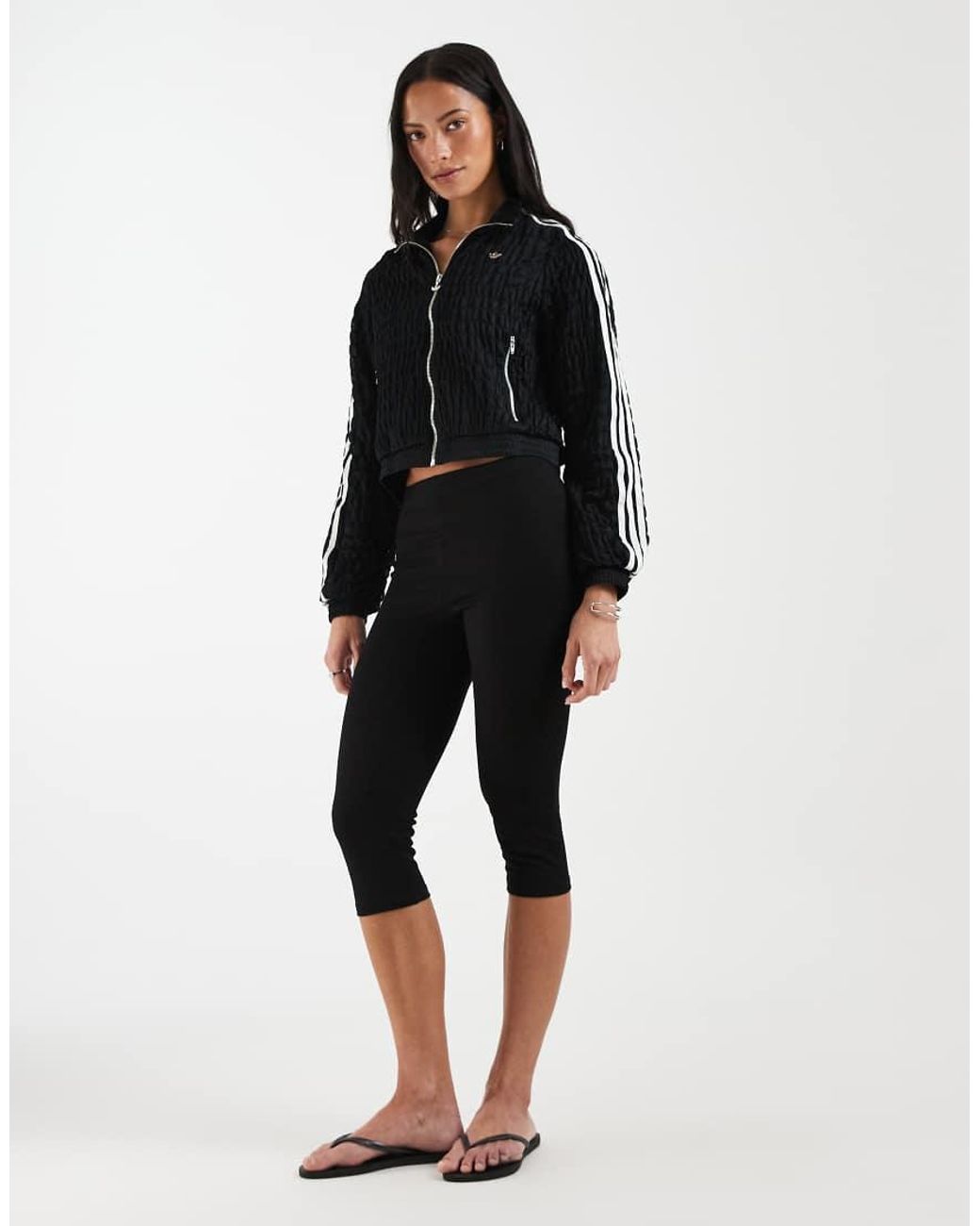 Adidas Originals Black Shirred Track Jacket