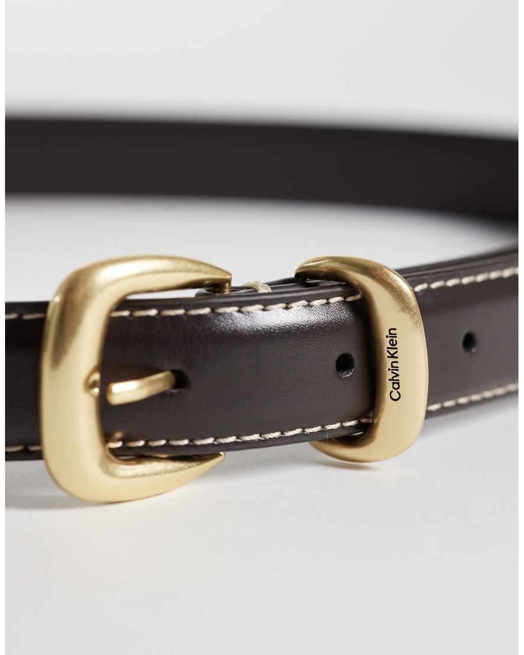Calvin Klein Gray Contrast Stitch Belt 25Mm