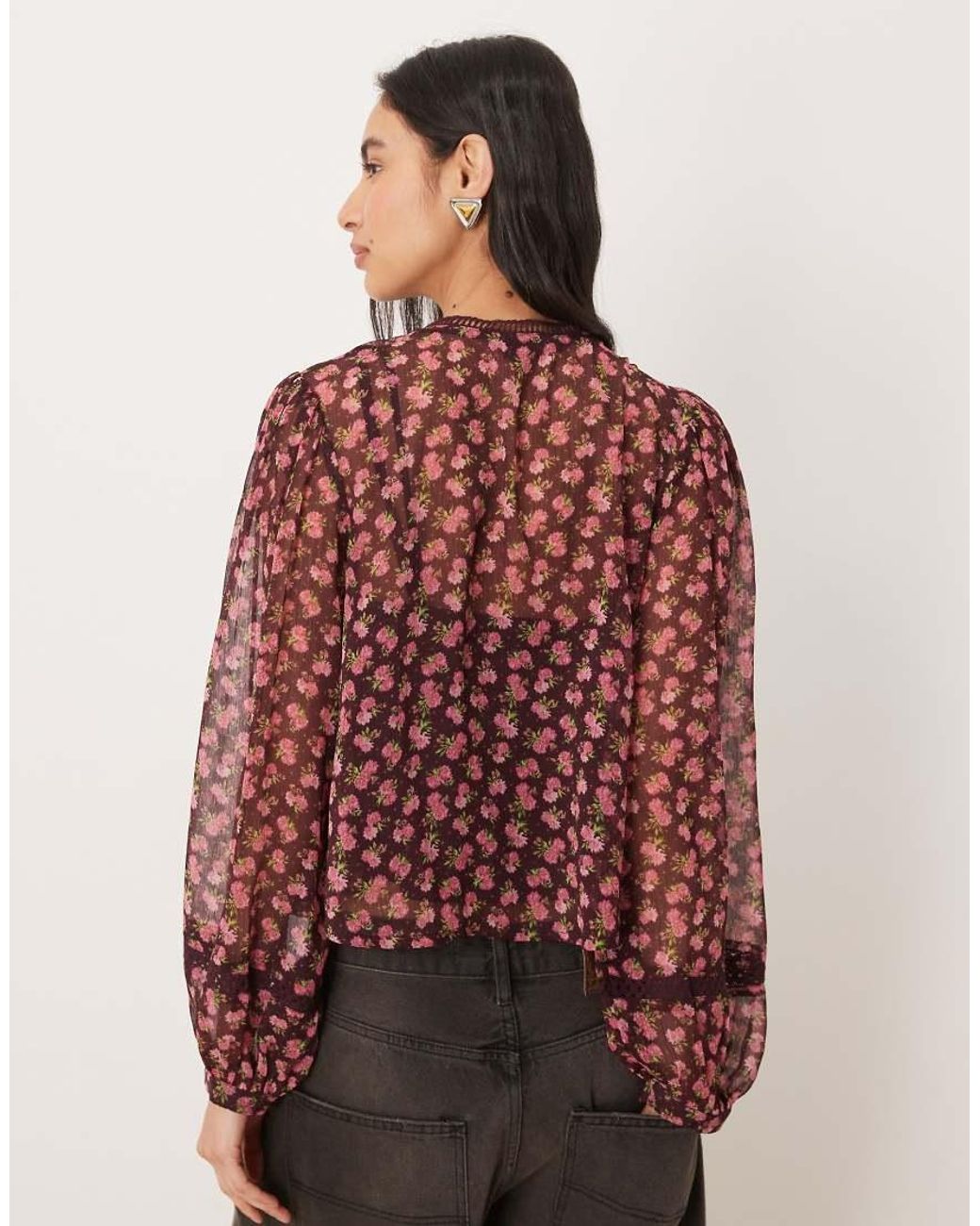 Wednesday's Girl Red Long Sleeve Floaty Blouse