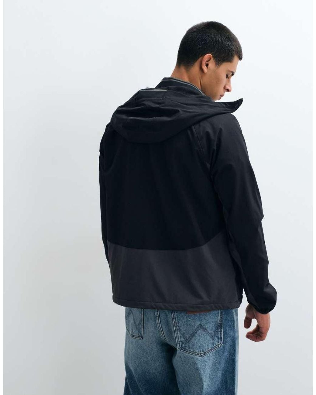 Fred Perry Blue Colour Block Hooded Jacket for men