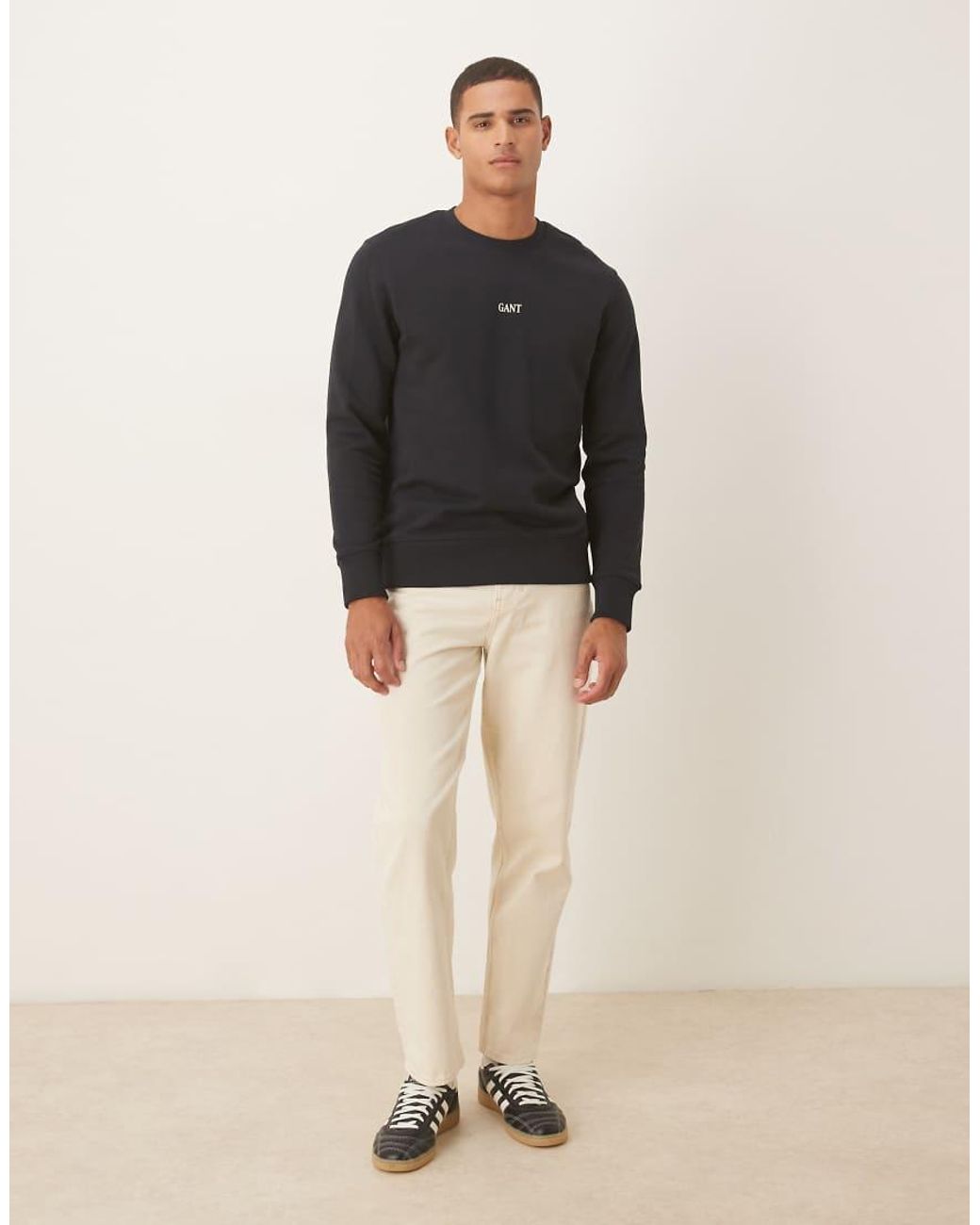 Gant Black Central Small Logo Sweatshirt for men