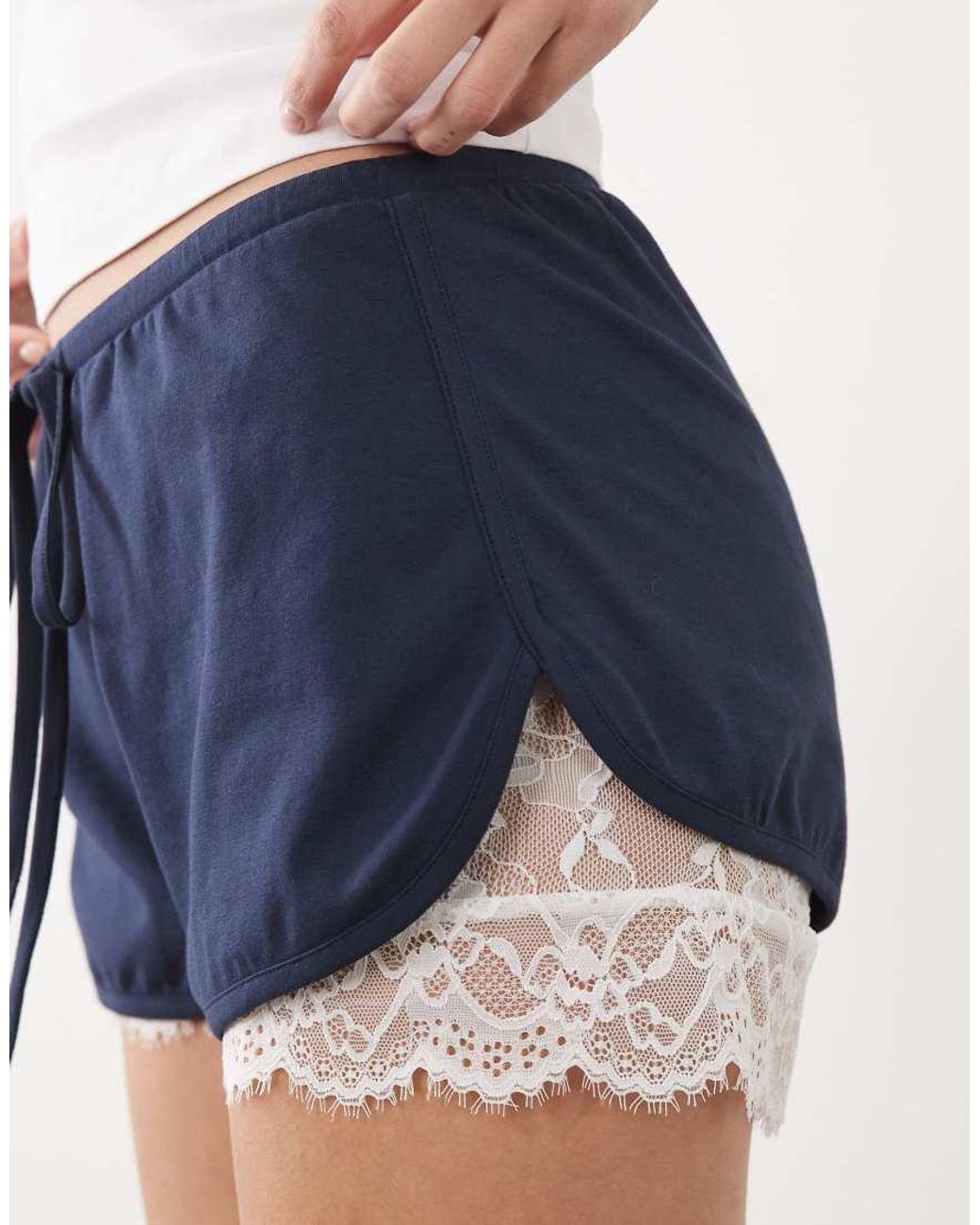 ASOS White Jersey Shorts With Lace Under Layer