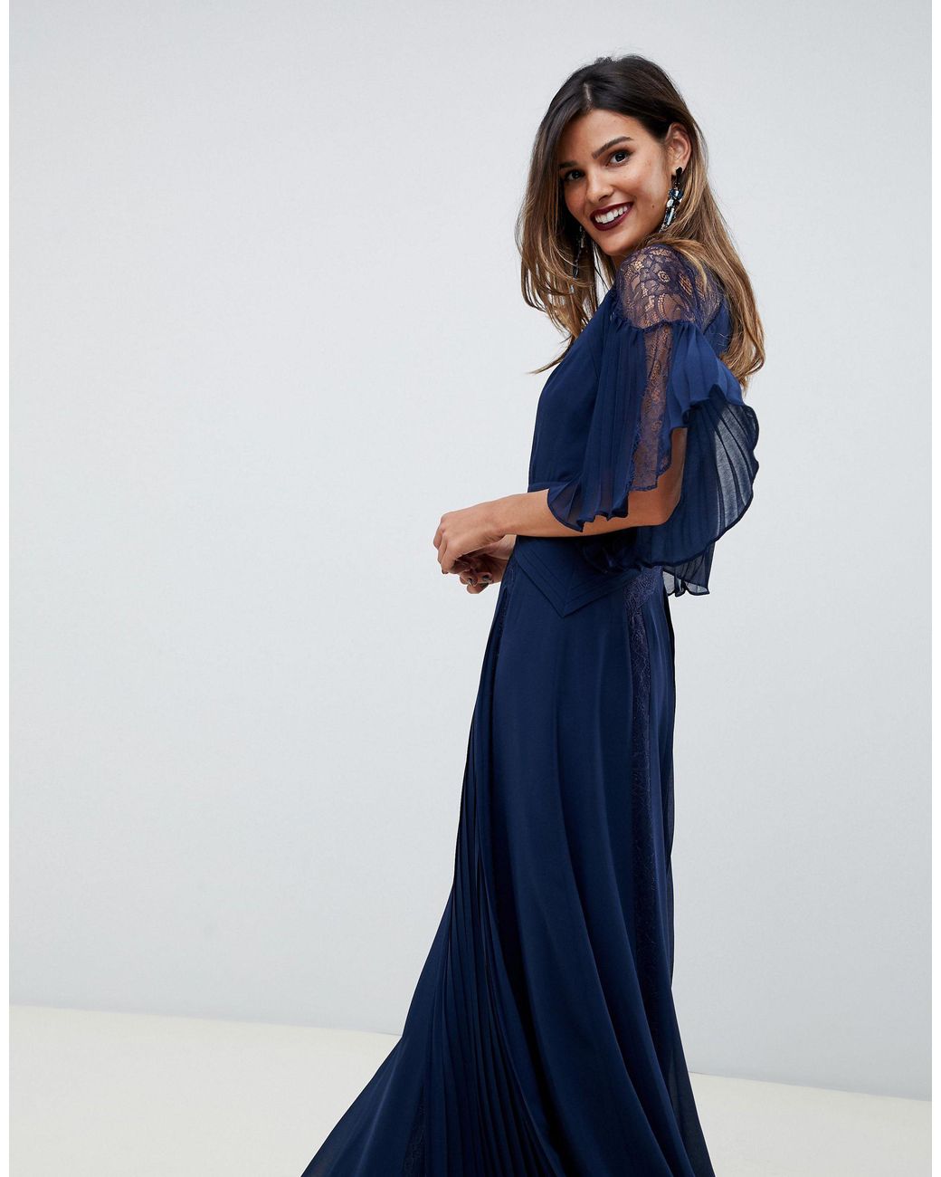 ASOS Denim Pleated Panelled Flutter 