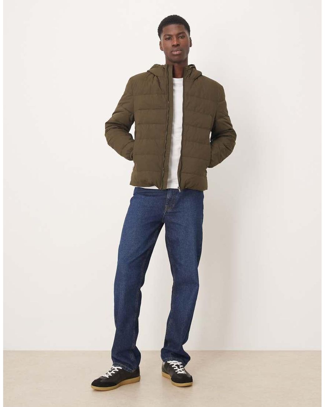 Mango Brown Padded Hooded Jacket for men