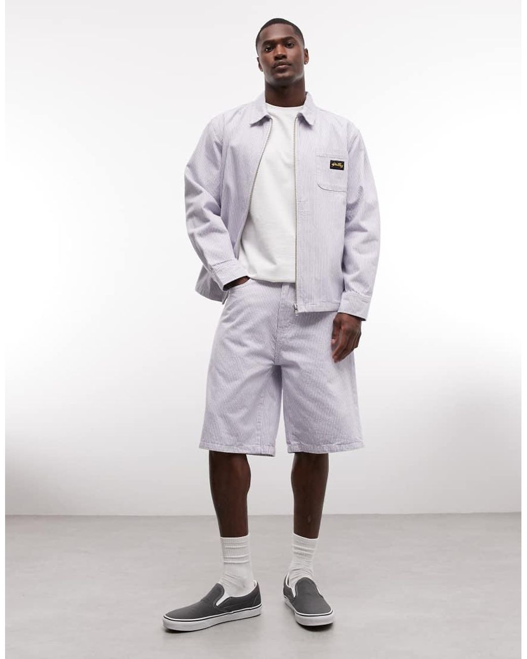 Stan Ray Gray Hickory Stripe Relaxed Fit Short for men