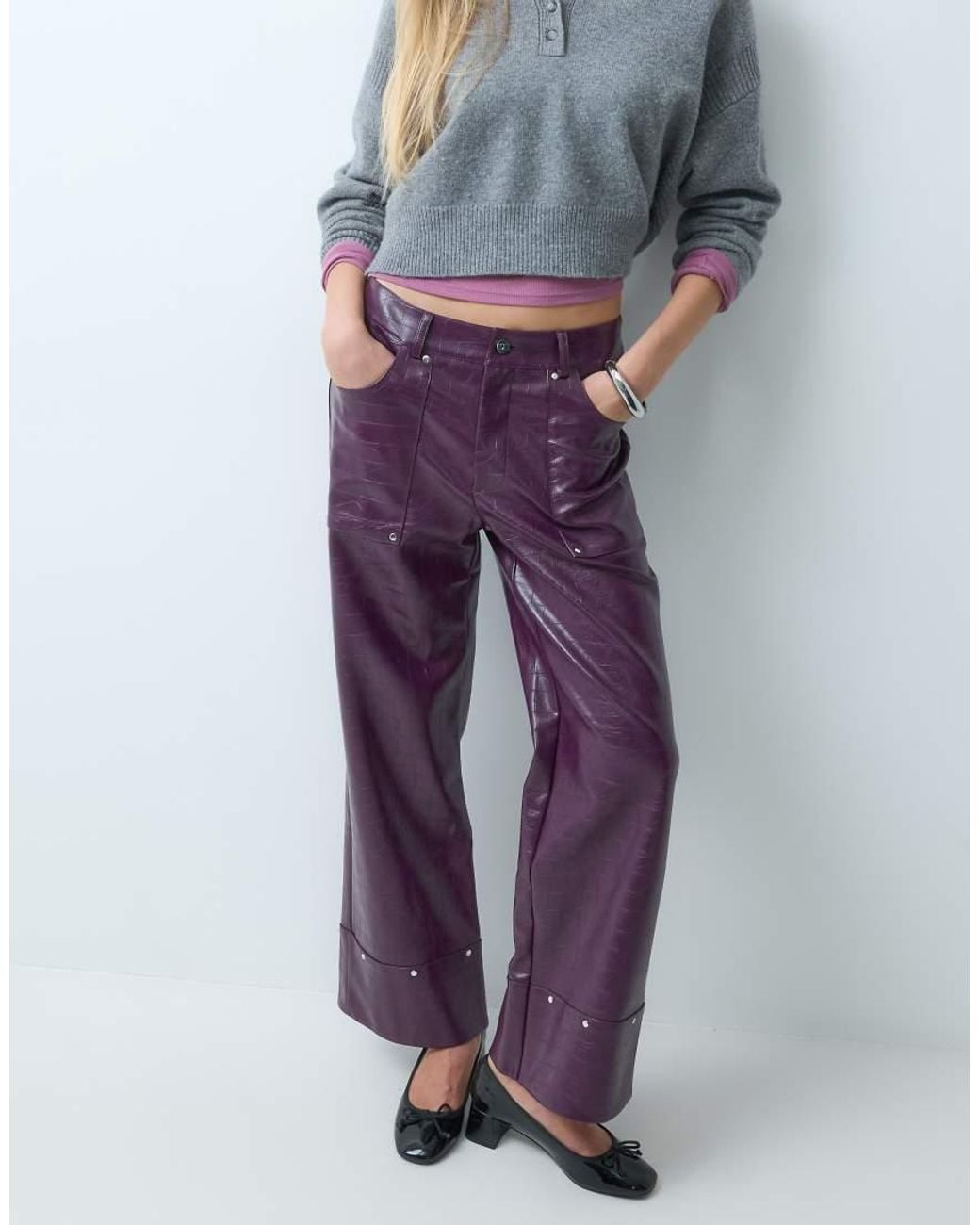 laagam Blue Elwyn Textured Wide Leg Pants