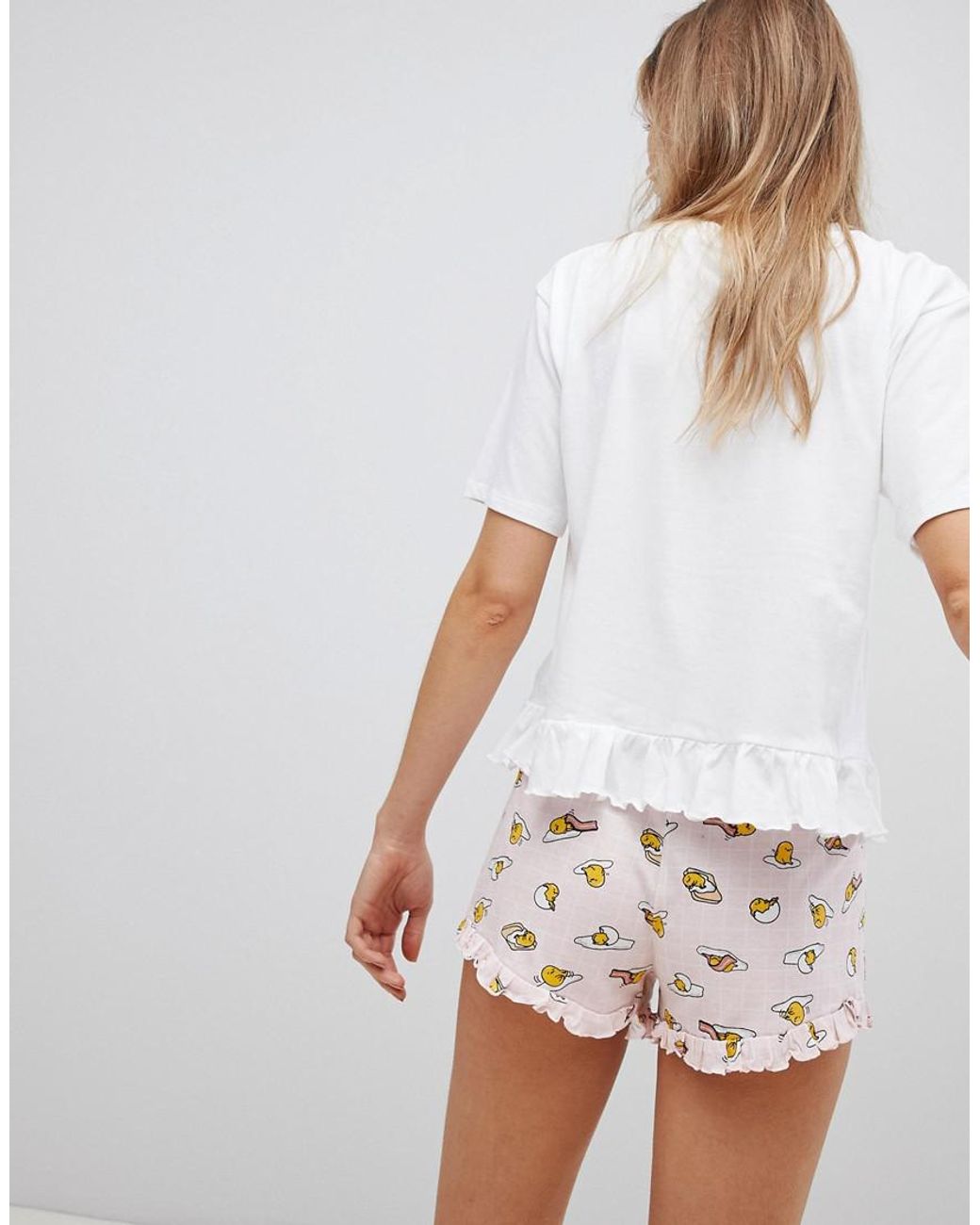 ASOS Gudetama Nope Not Today Tee And Short Pajama Set in White | Lyst