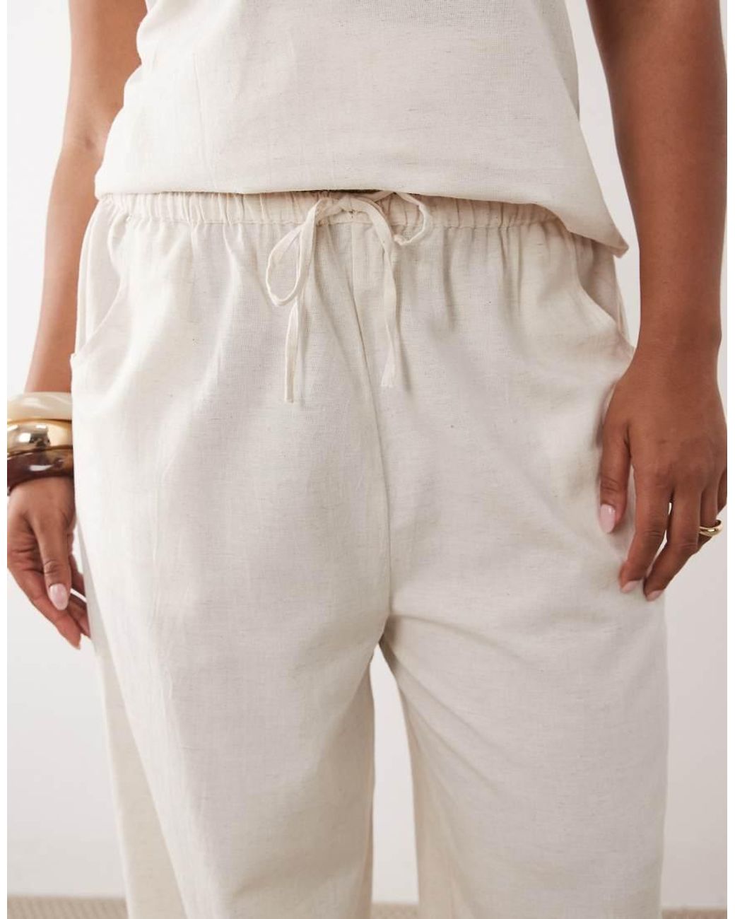Esmee Curve White Tie Front Beach Trouser