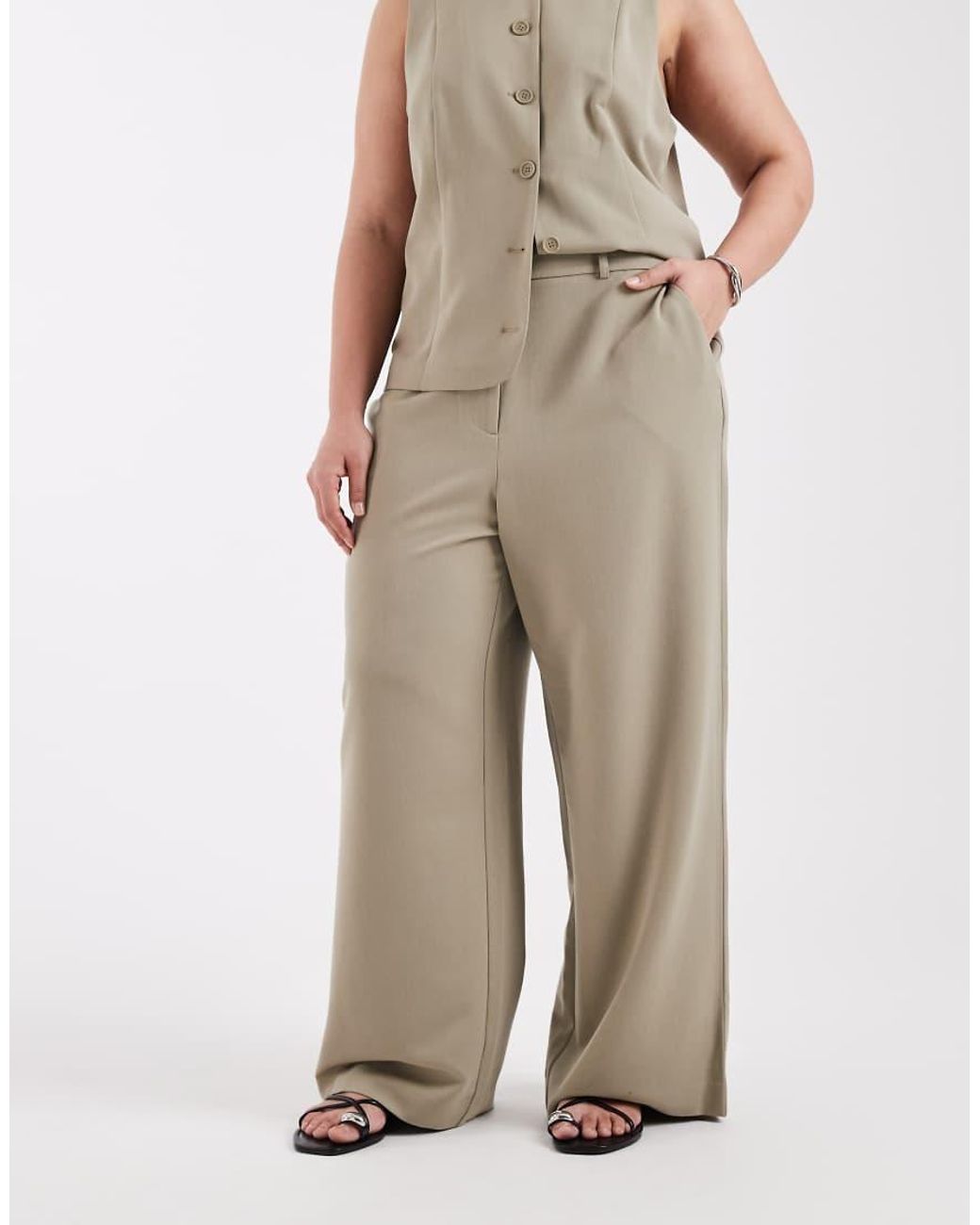 Pieces Plus Natural Pieces Curve Tailored High Waist Wide Leg Pants