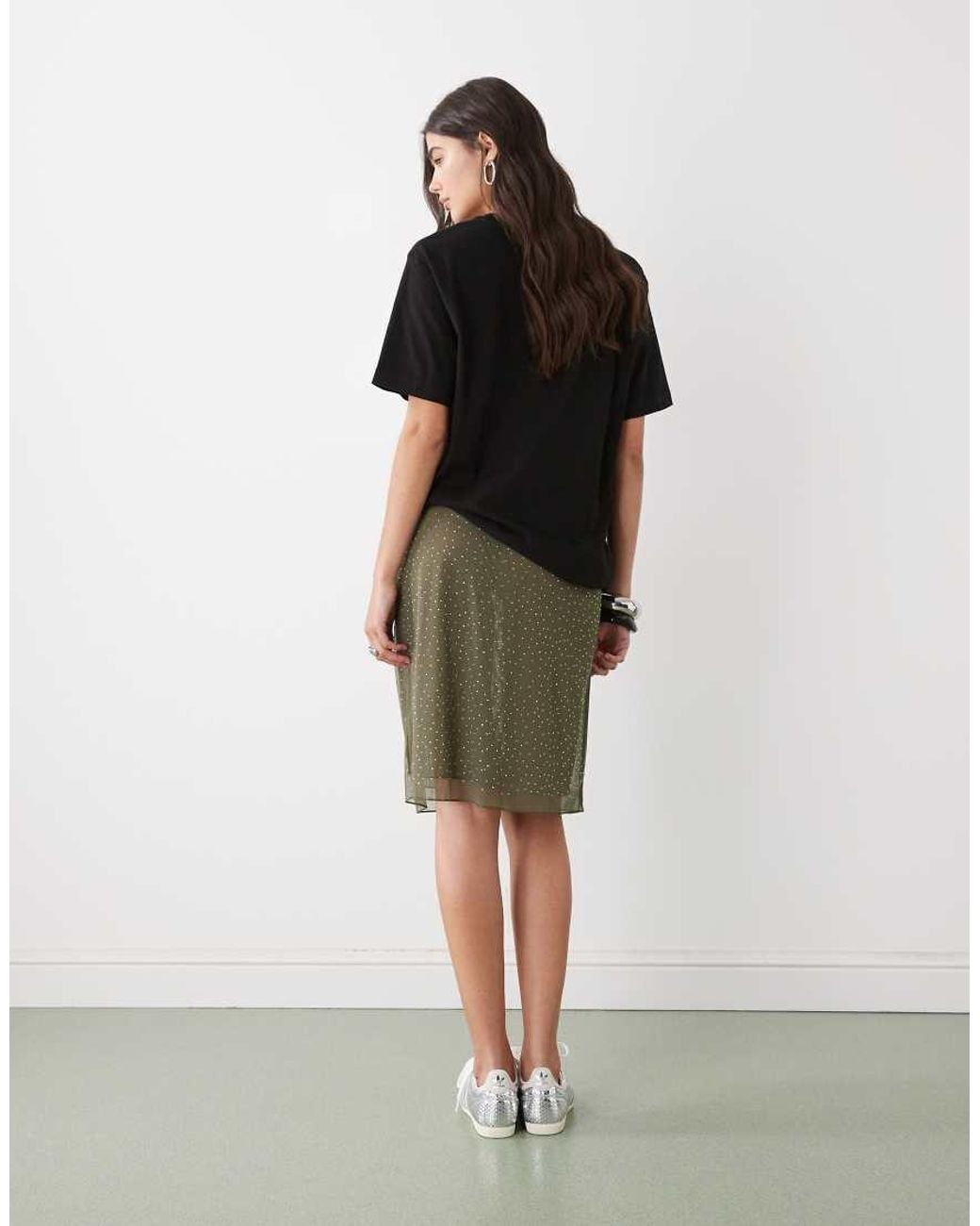 Monki Green Knee Length Skirt