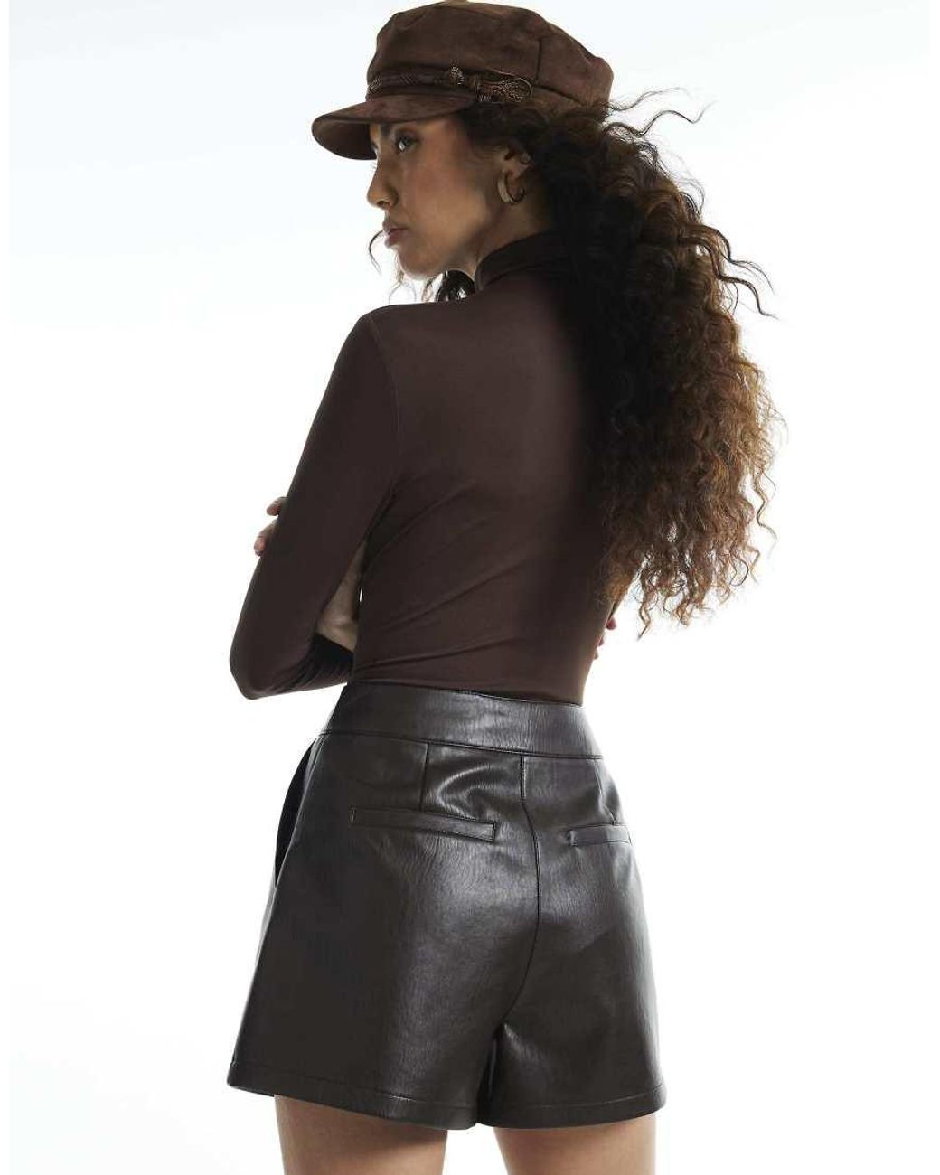 River Island Black Faux Leather Tailored Shorts