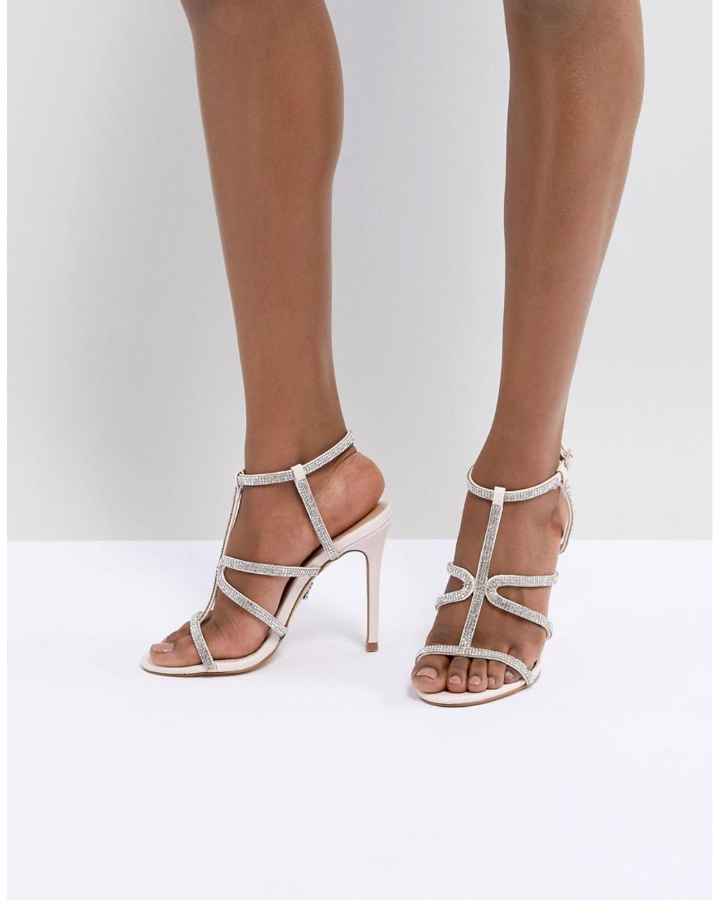 Lipsy Track Rhinestone Heeled Sandal in Pink | Lyst Australia