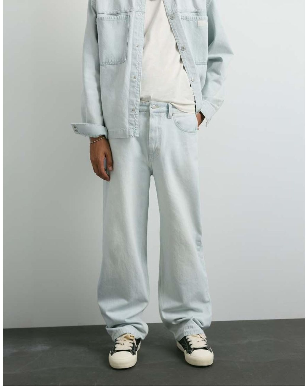 Pull&Bear Gray Wide-Leg Jeans for men