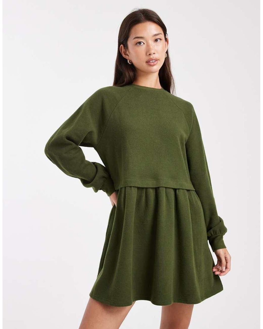 Miss Selfridge Green Super Soft Brushed Smock Dress
