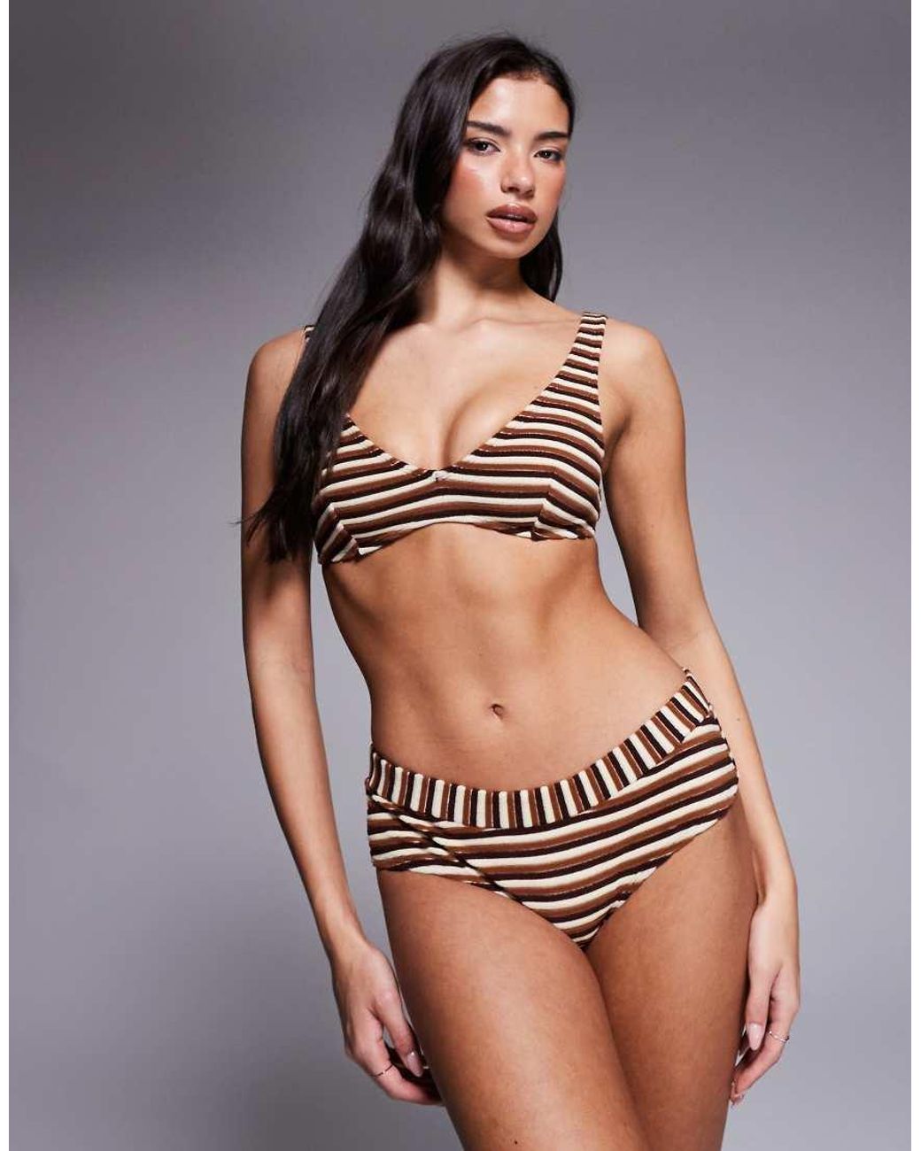 ASOS Brown Tori Towelling Seville Plunge Bikini Top
