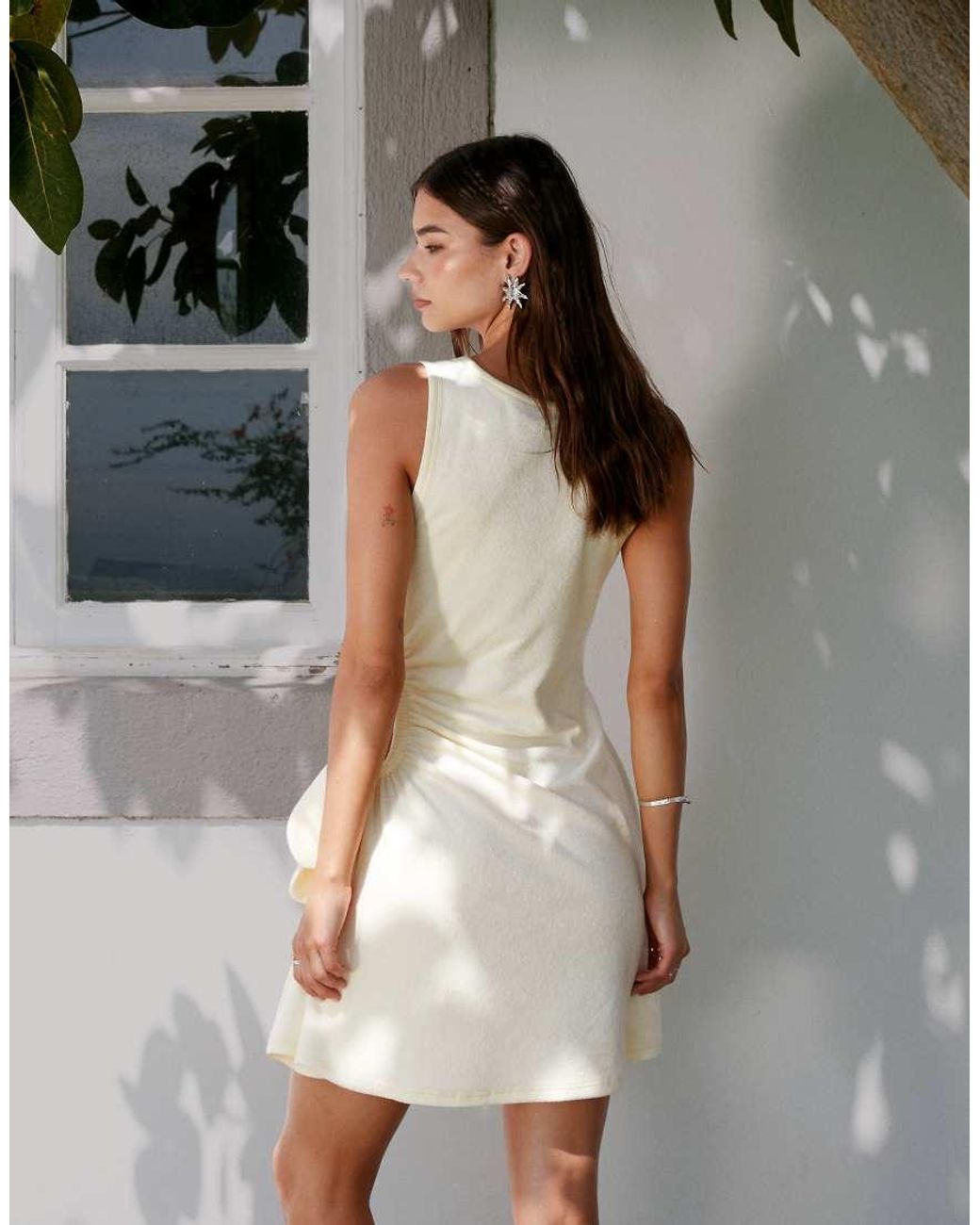 ASOS Natural Towling Cut Out Knot Waist Mini Dress