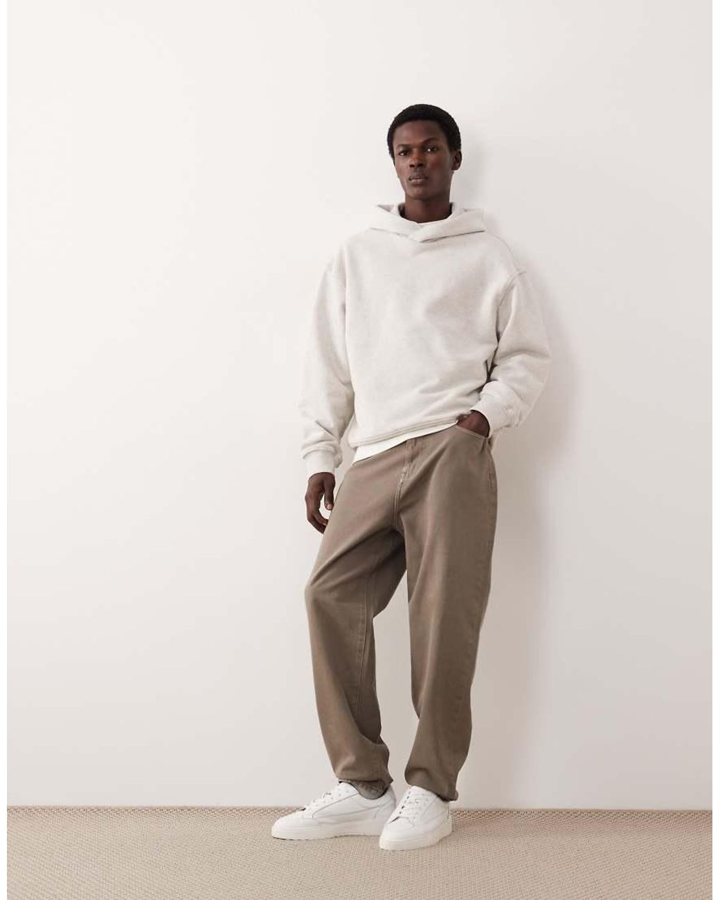ASOS COLLECTIVE Natural Oversized Super Heavyweight Hoodie for men