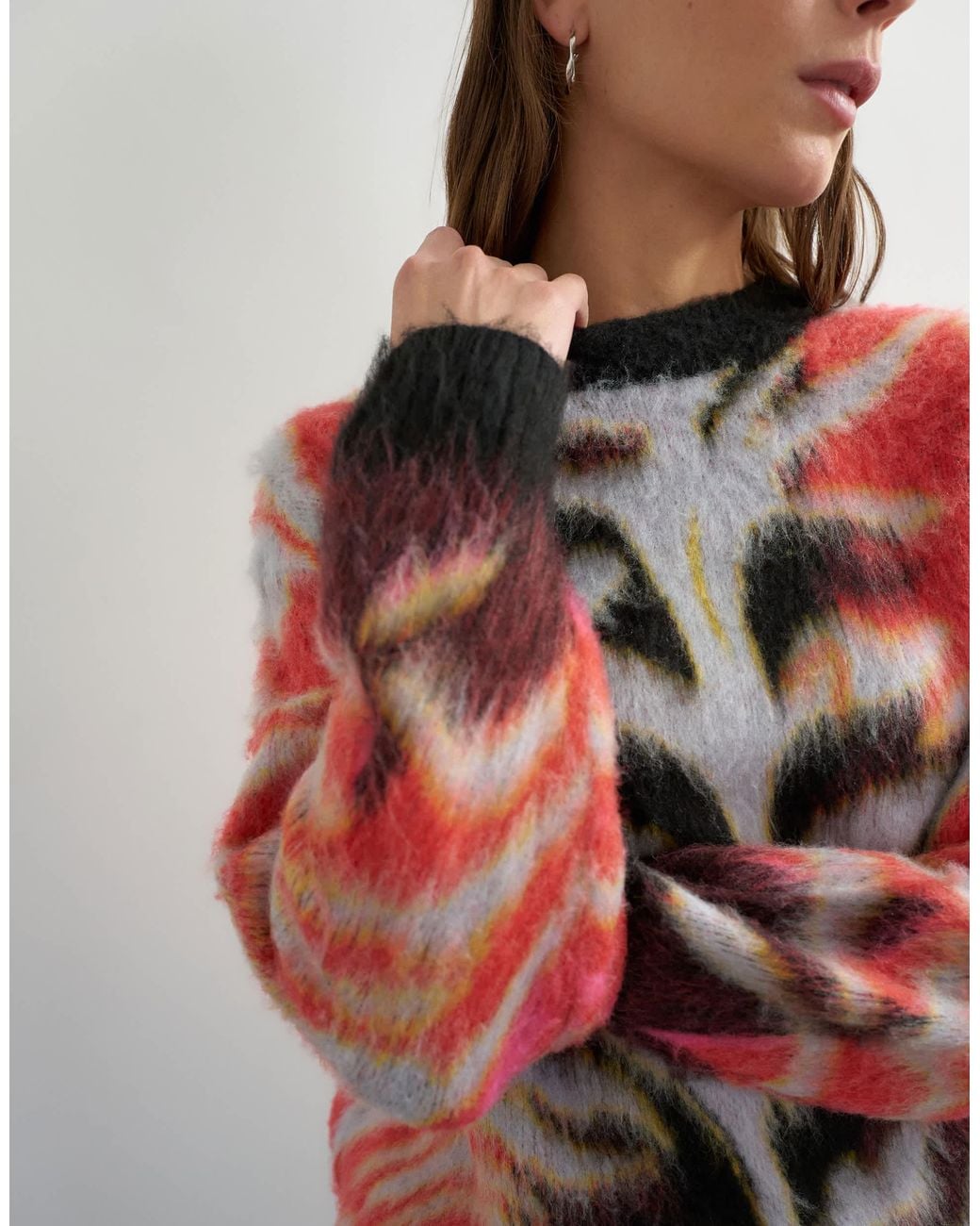 TOPSHOP Red Gestrickter, flauschiger pullover