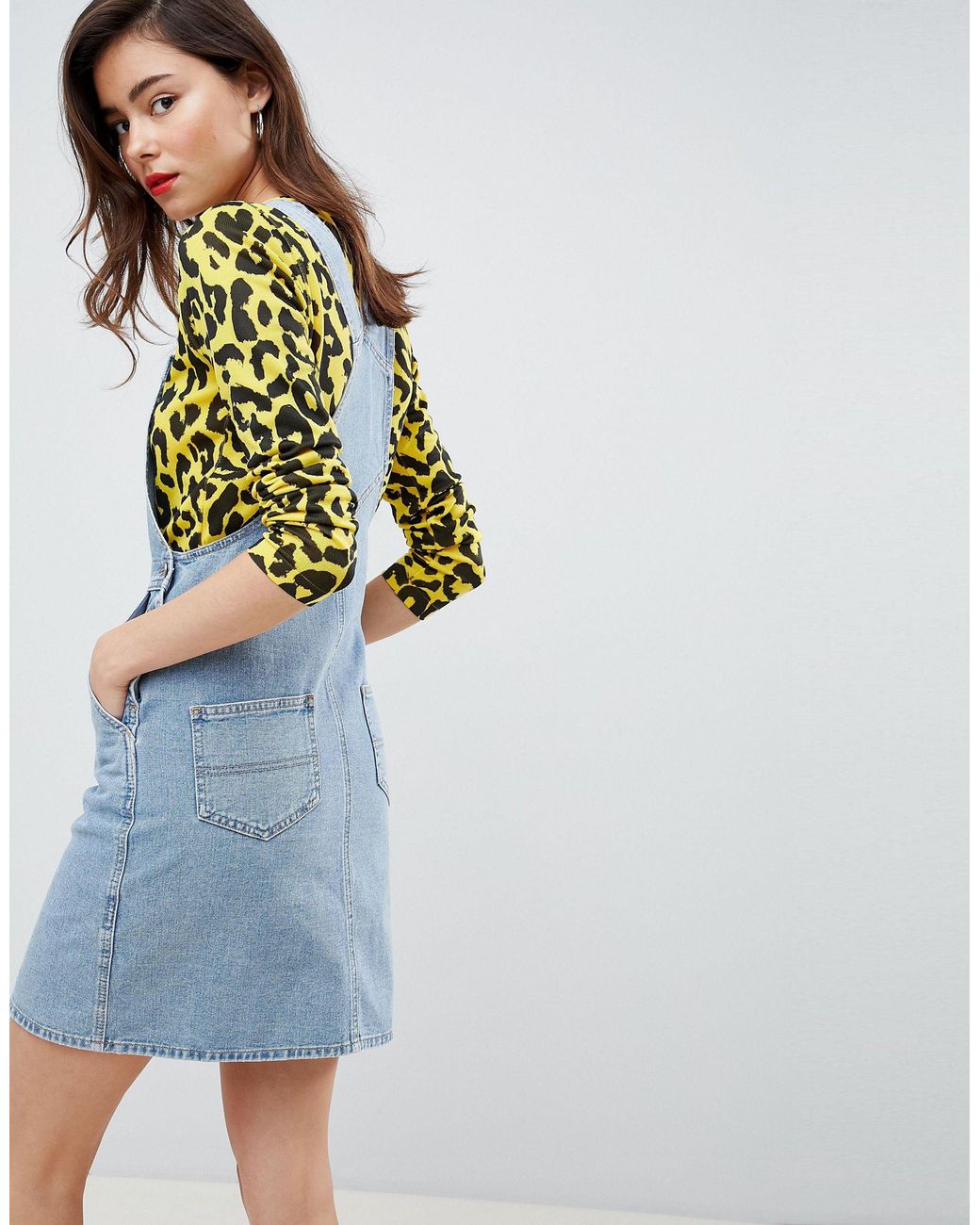 tall denim dungaree dress