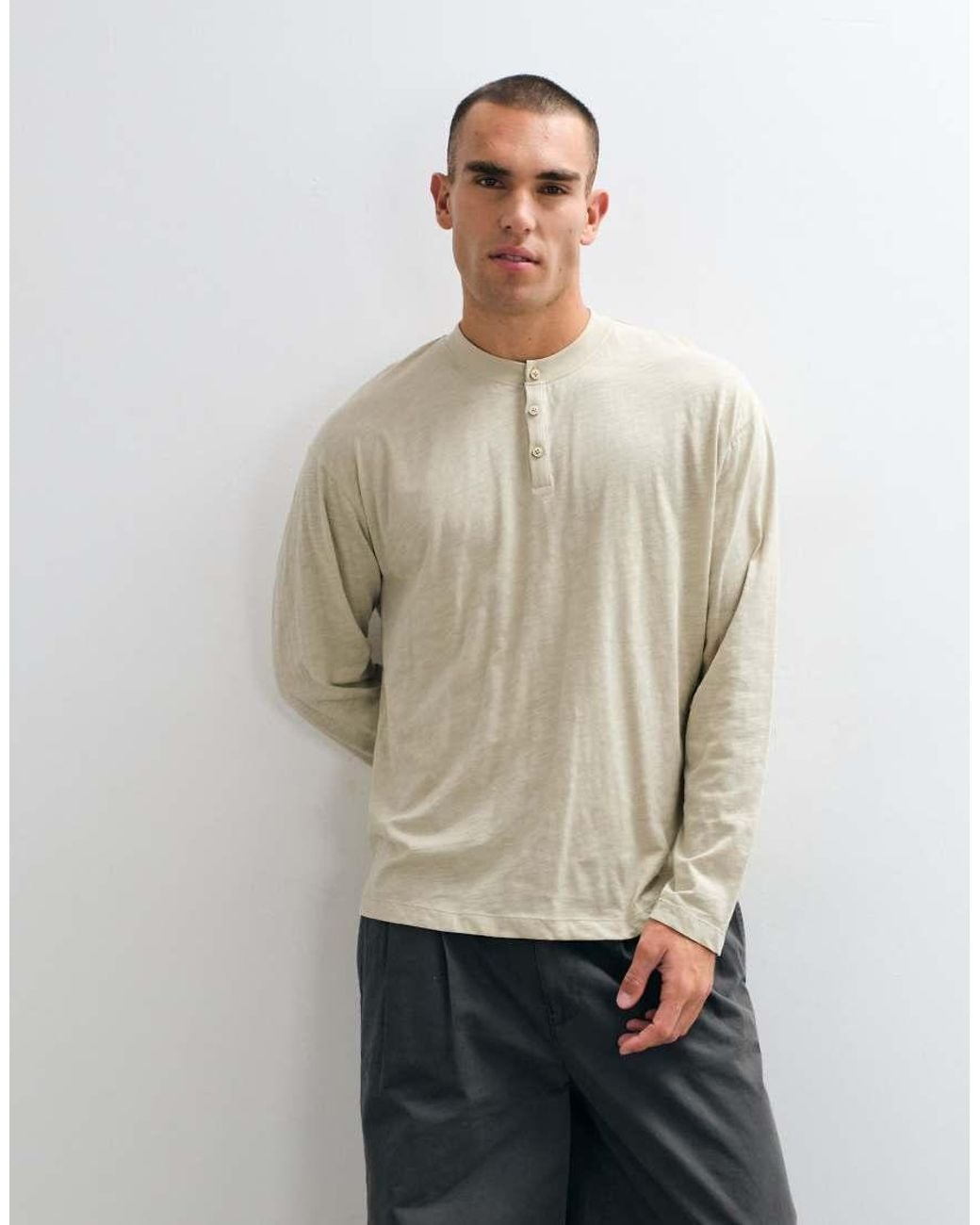 Reclaimed Vintage Natural Henley T-shirt for men