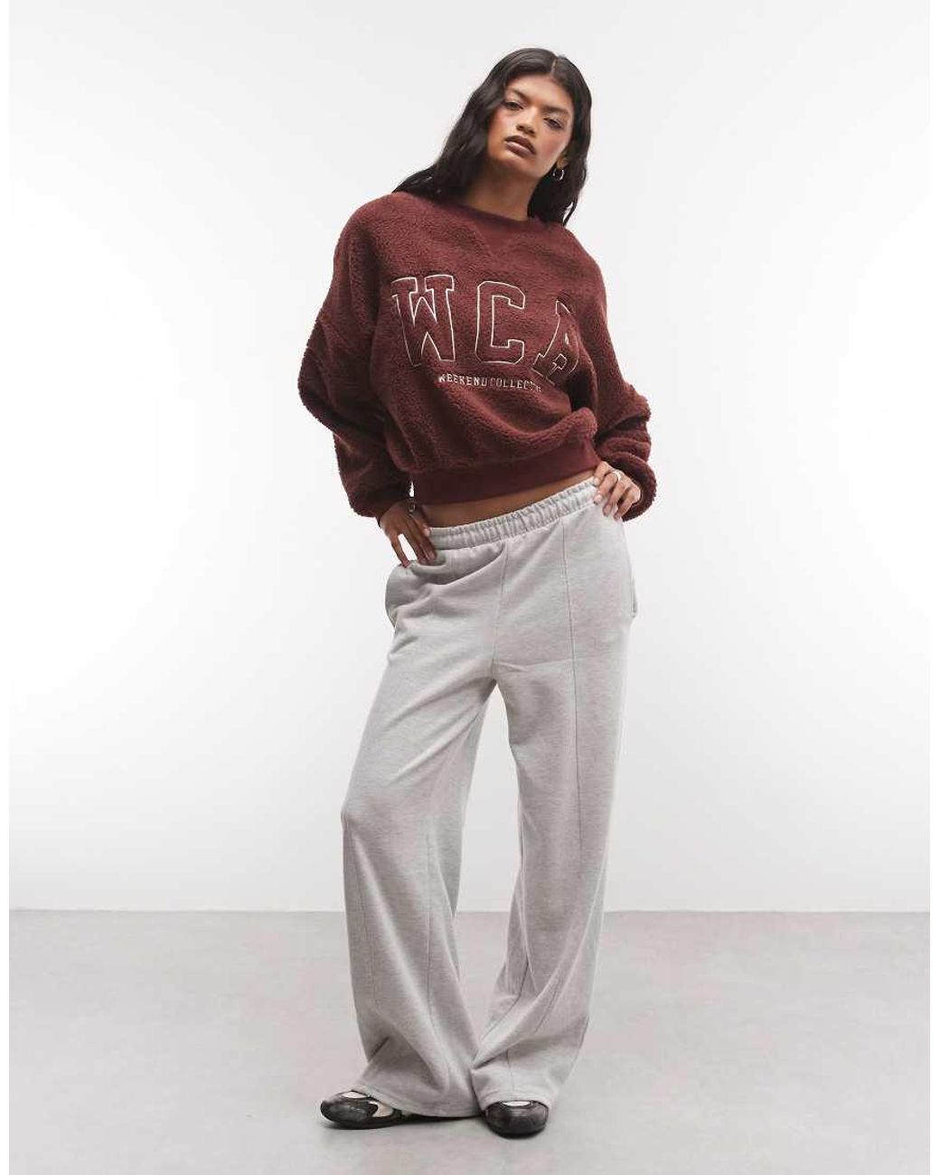 ASOS Red Weekend Collective Borg Batwing Sweatshirt With Wca Graphic